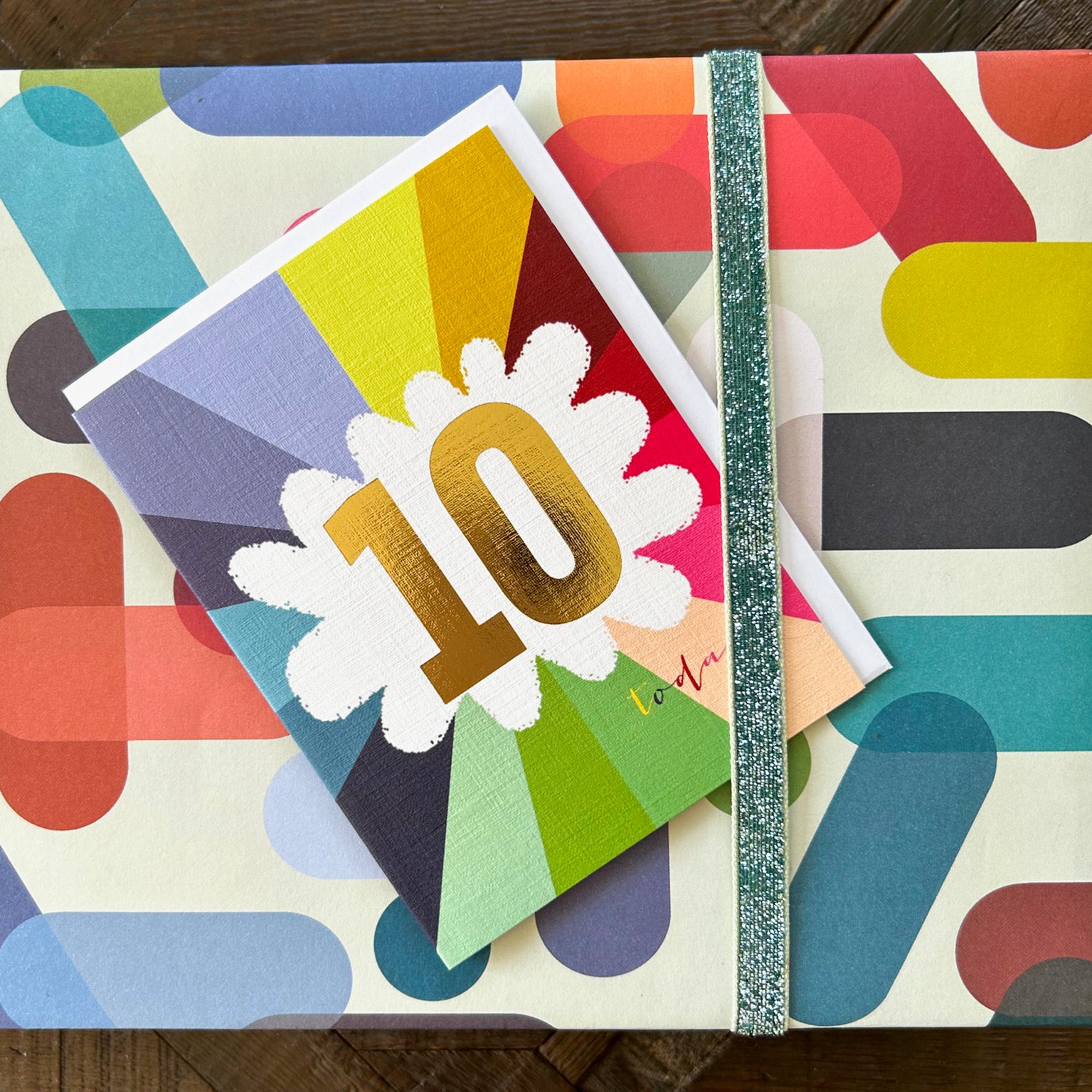 TGC10 mini gold foiled 10th birthday card