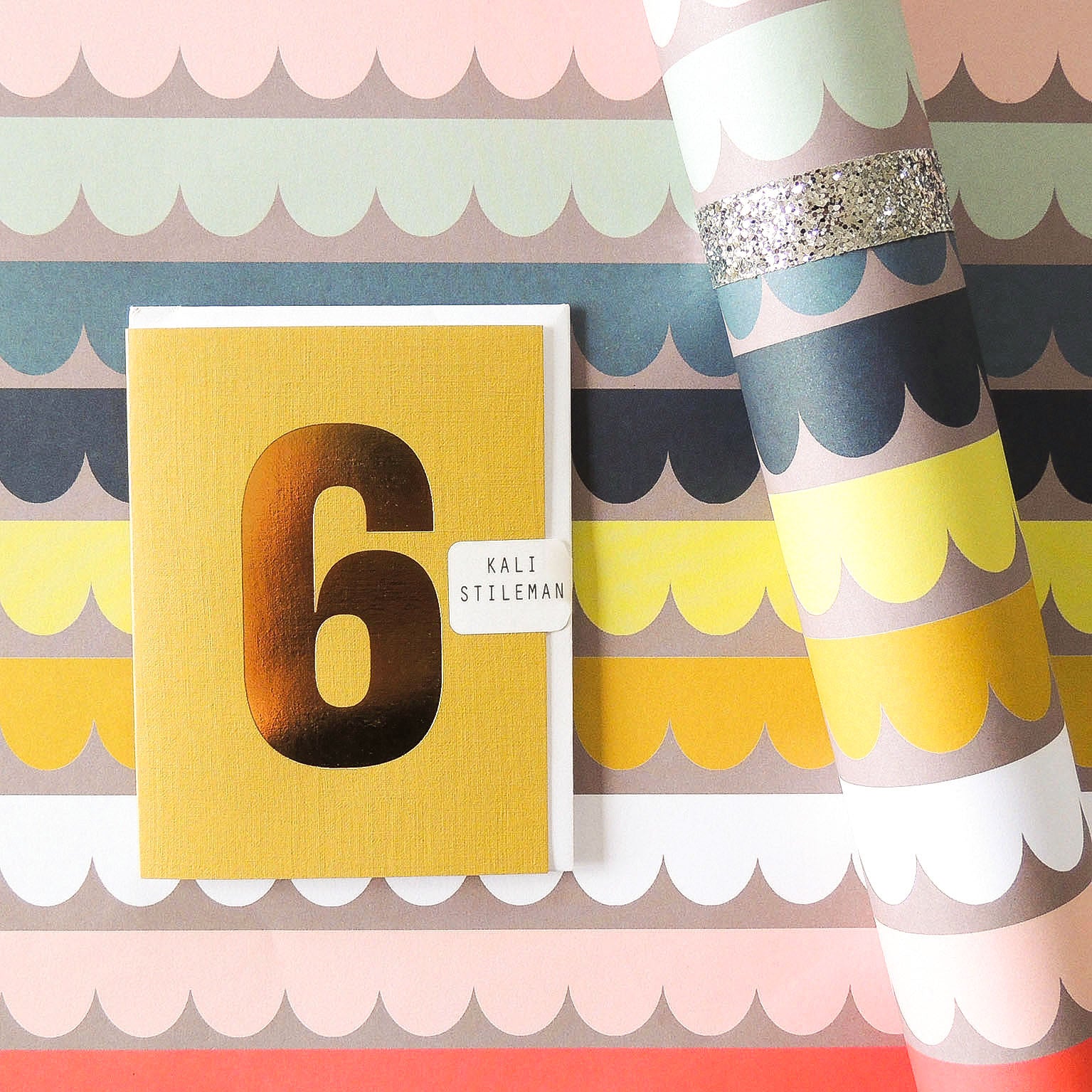 TGD06 mini gold foiled number six card