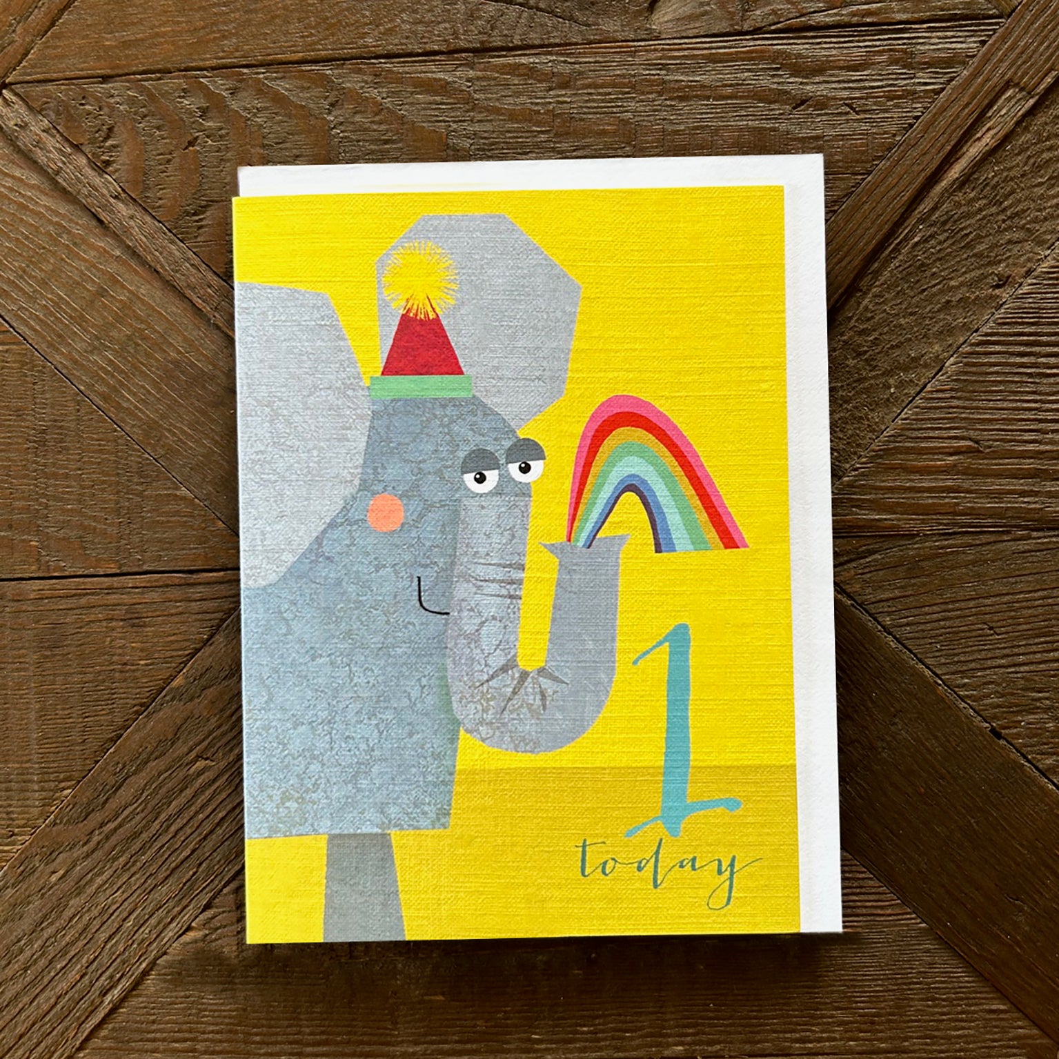 TNA01 mini elephant 1st birthday card