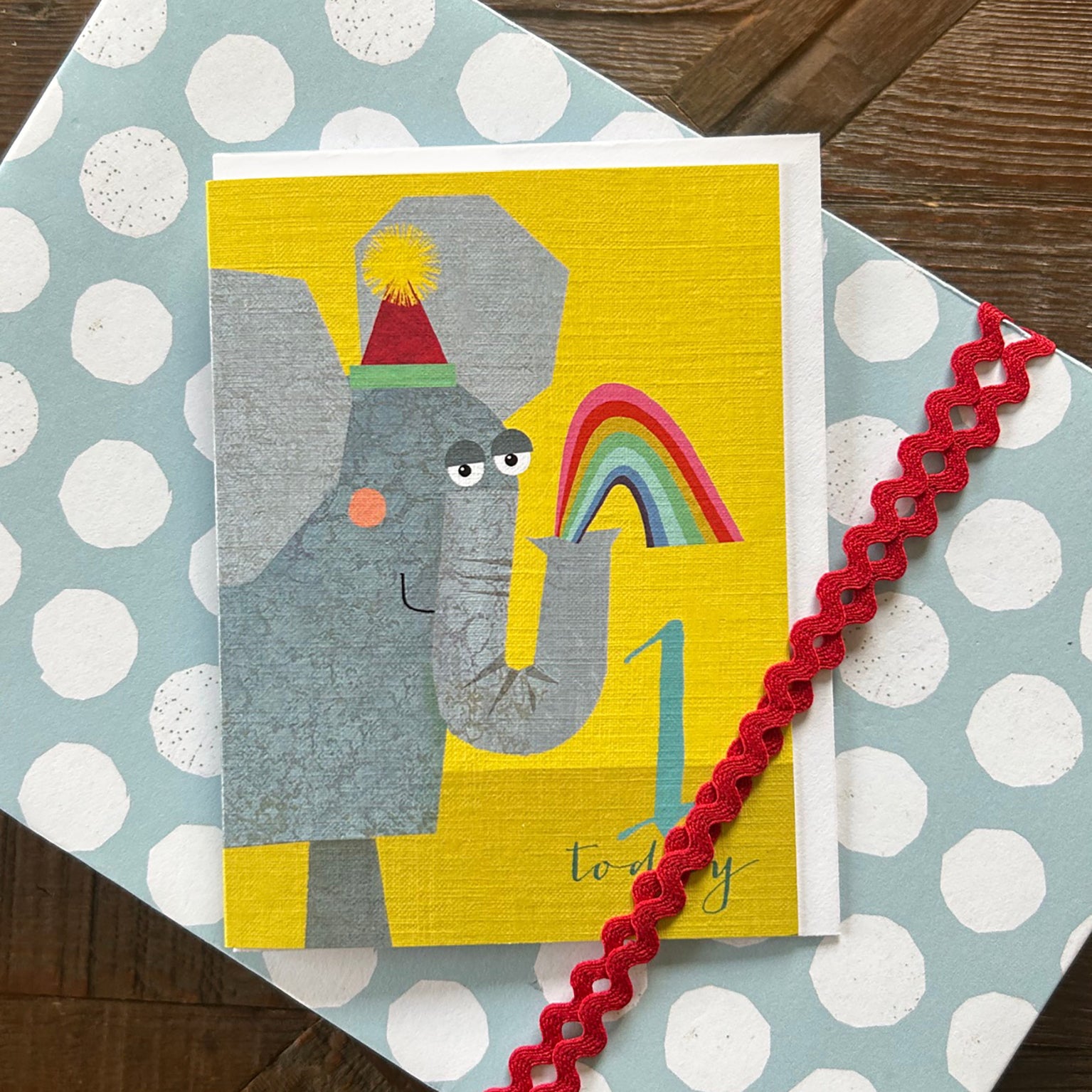 TNA01 mini elephant 1st birthday card
