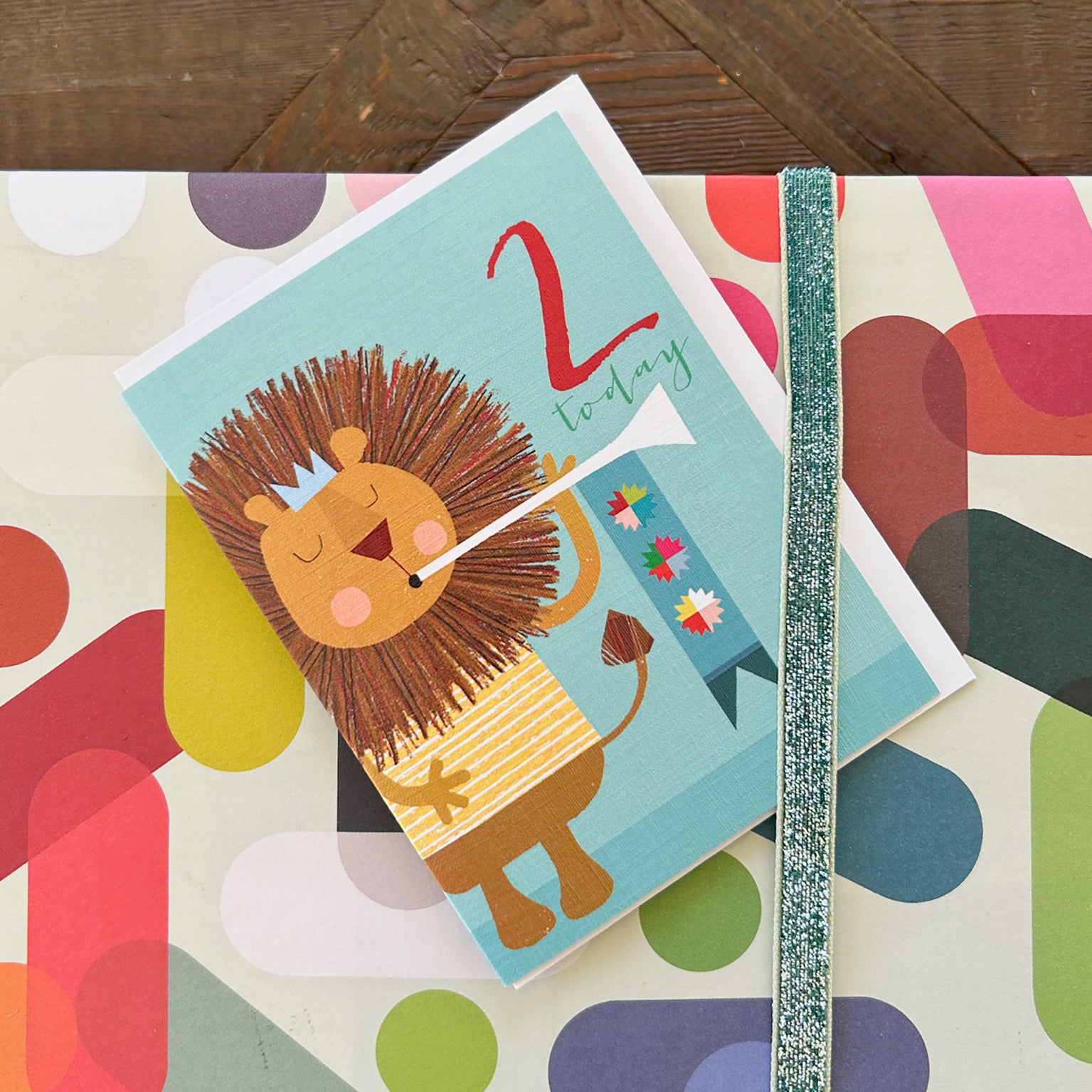 TNA02 mini lion 2nd birthday card