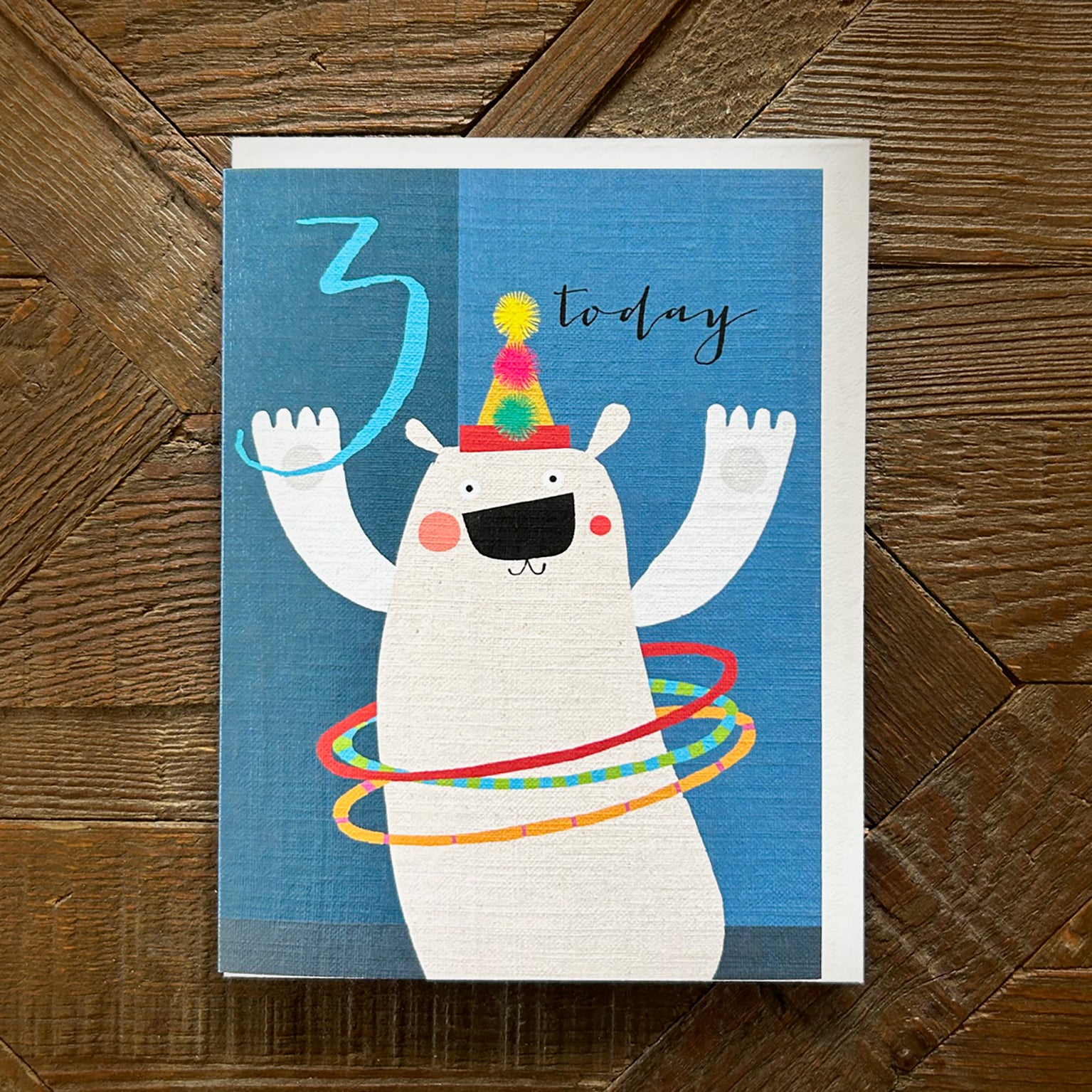 TNA03 mini polar bear 3rd birthday card