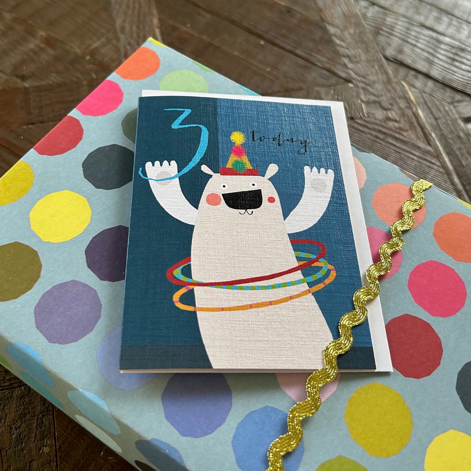 TNA03 mini polar bear 3rd birthday card