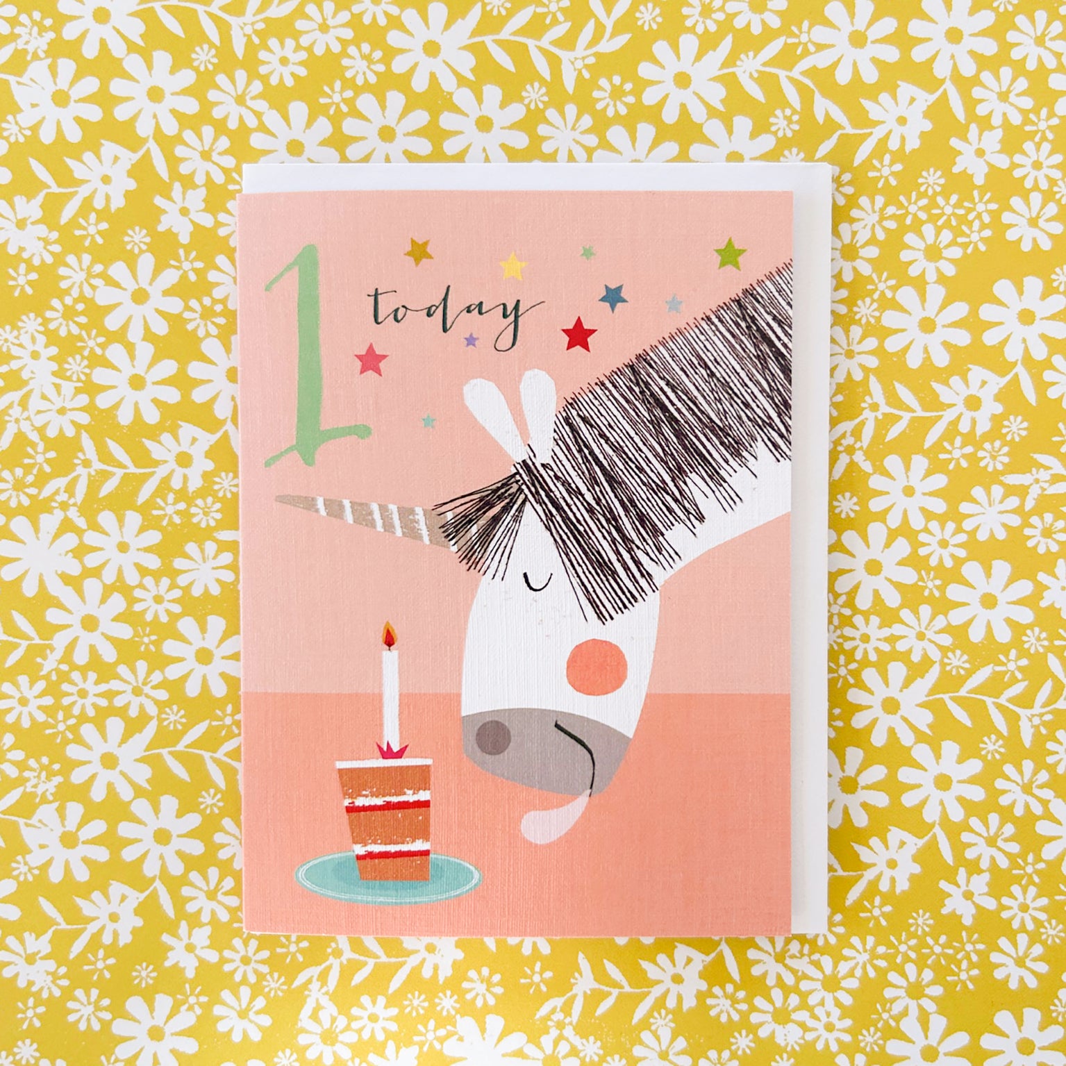 TNA06 mini unicorn 1st birthday card