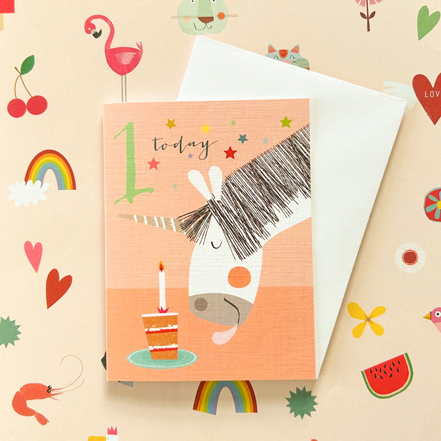TNA06 mini unicorn 1st birthday card