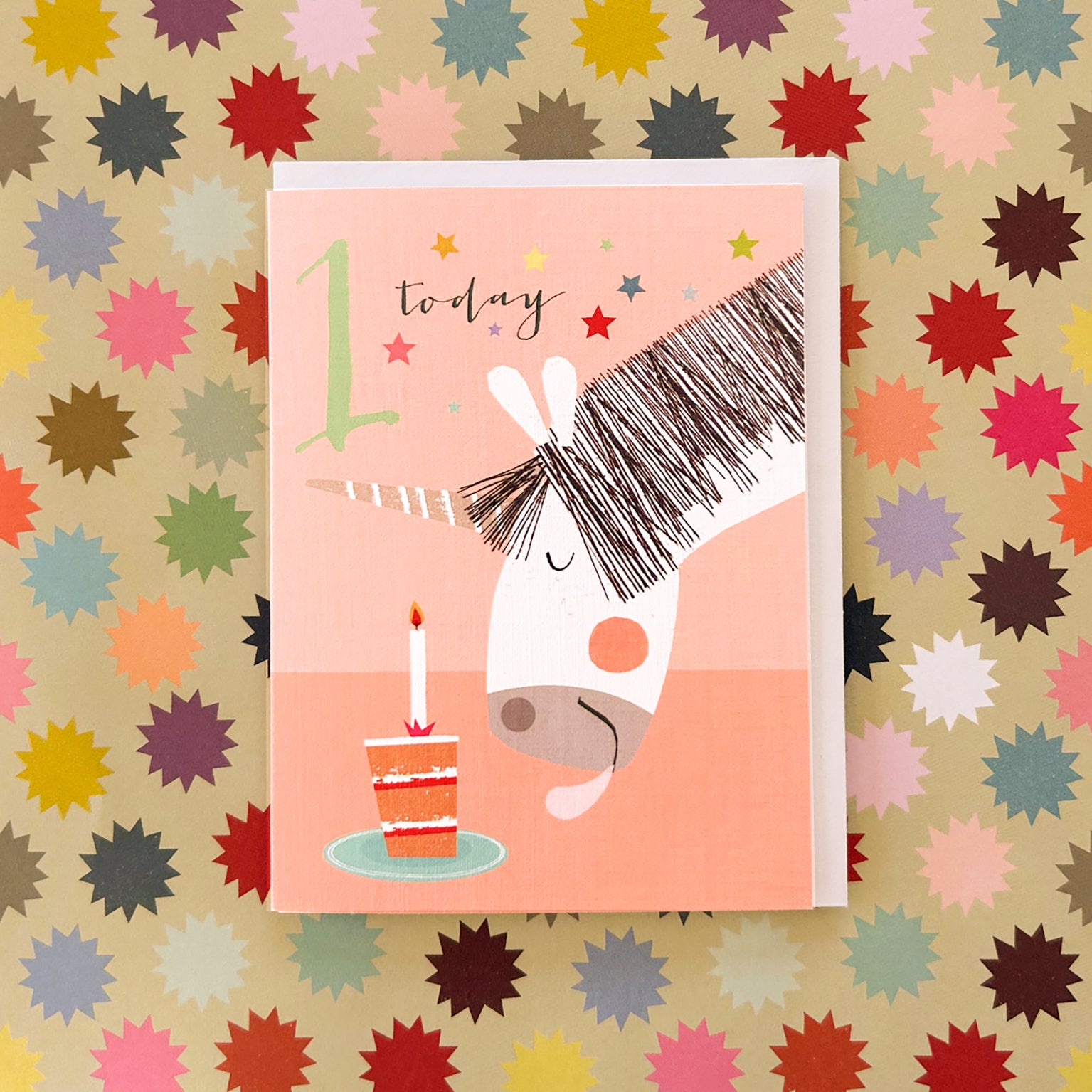 TNA06 mini unicorn 1st birthday card