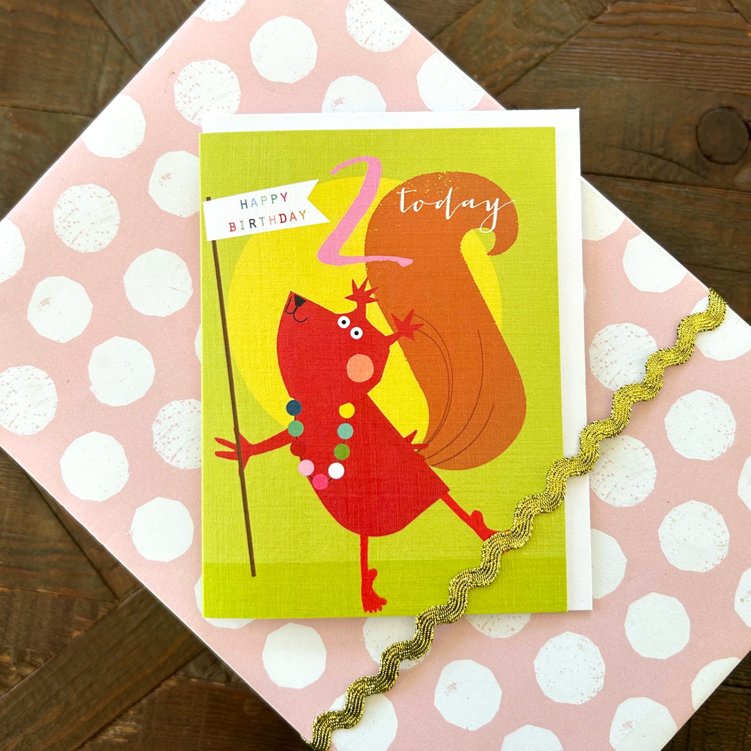 TNA07 mini squirrel 2nd birthday card