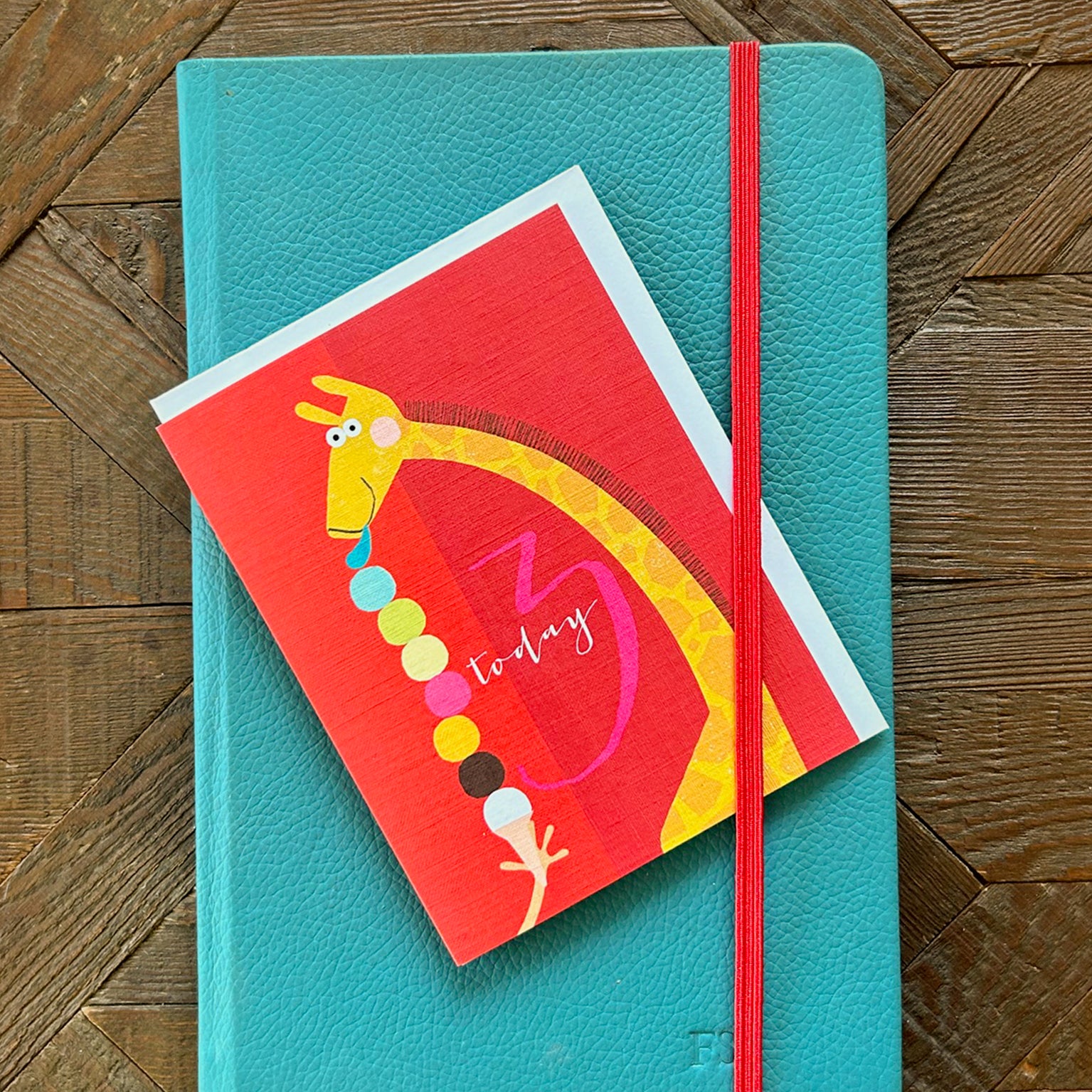 TNA08 mini giraffe 3rd birthday card