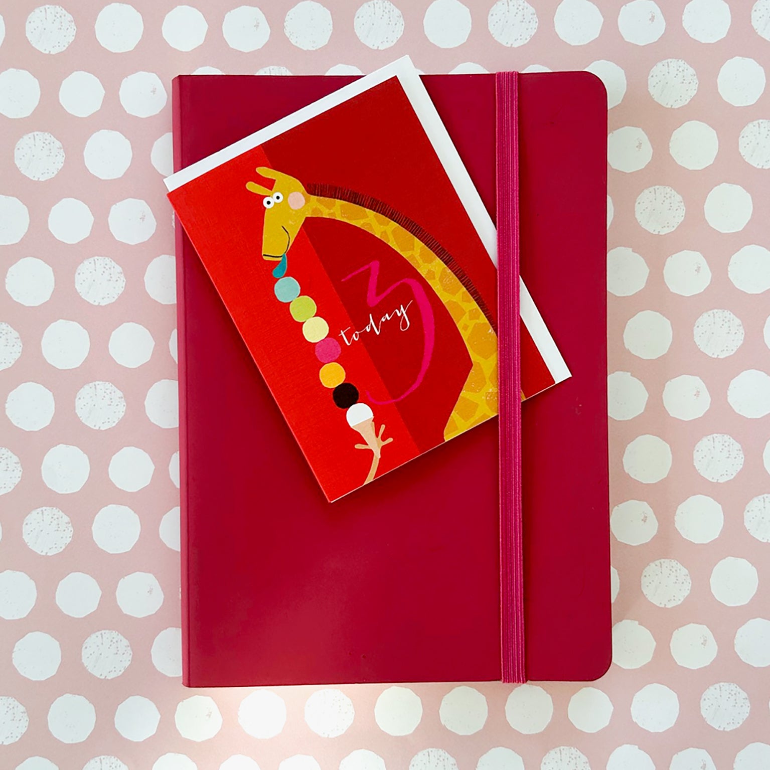 TNA08 mini giraffe 3rd birthday card