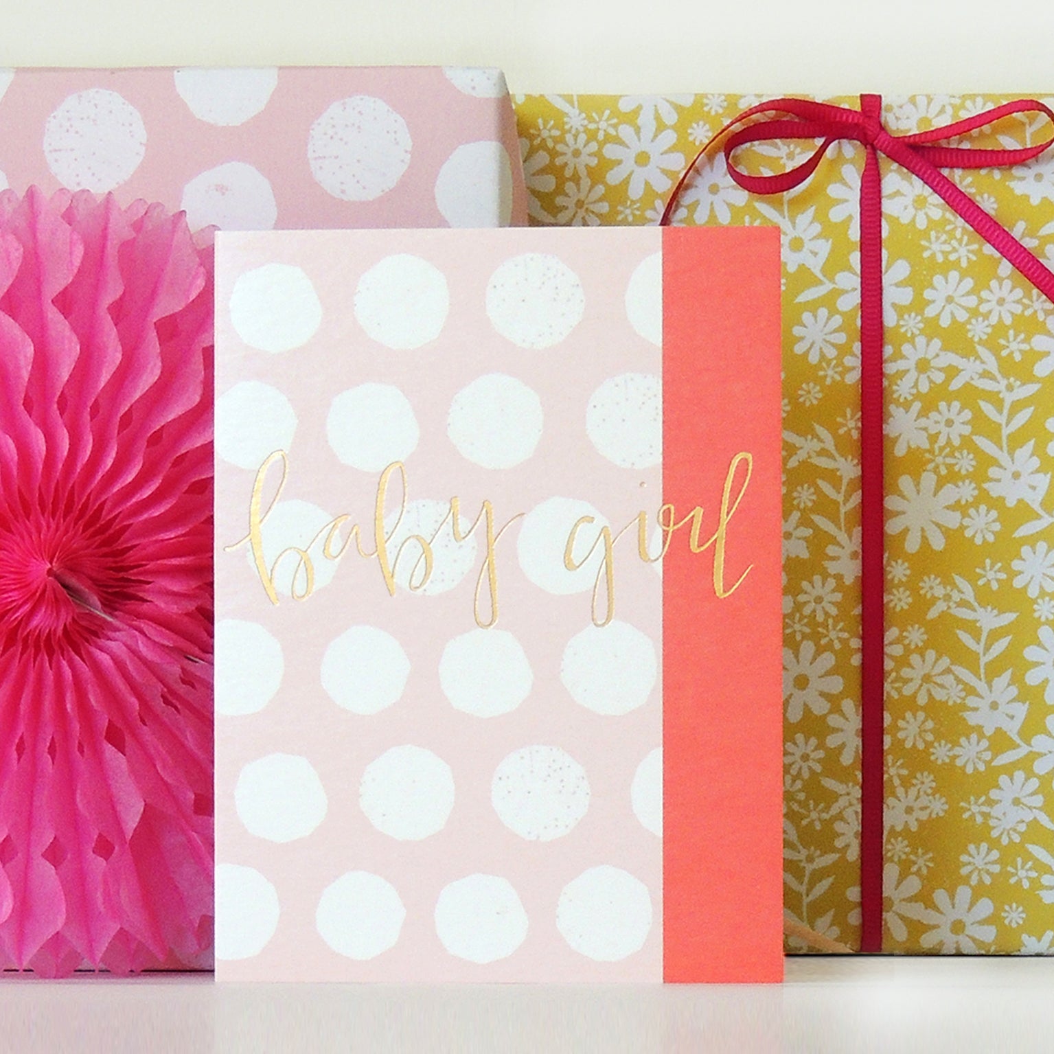 TW08 mini gold foiled baby girl card