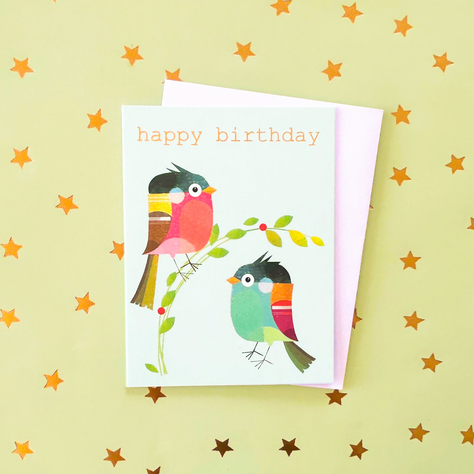 TW203 mini gold foiled birdie birthday card