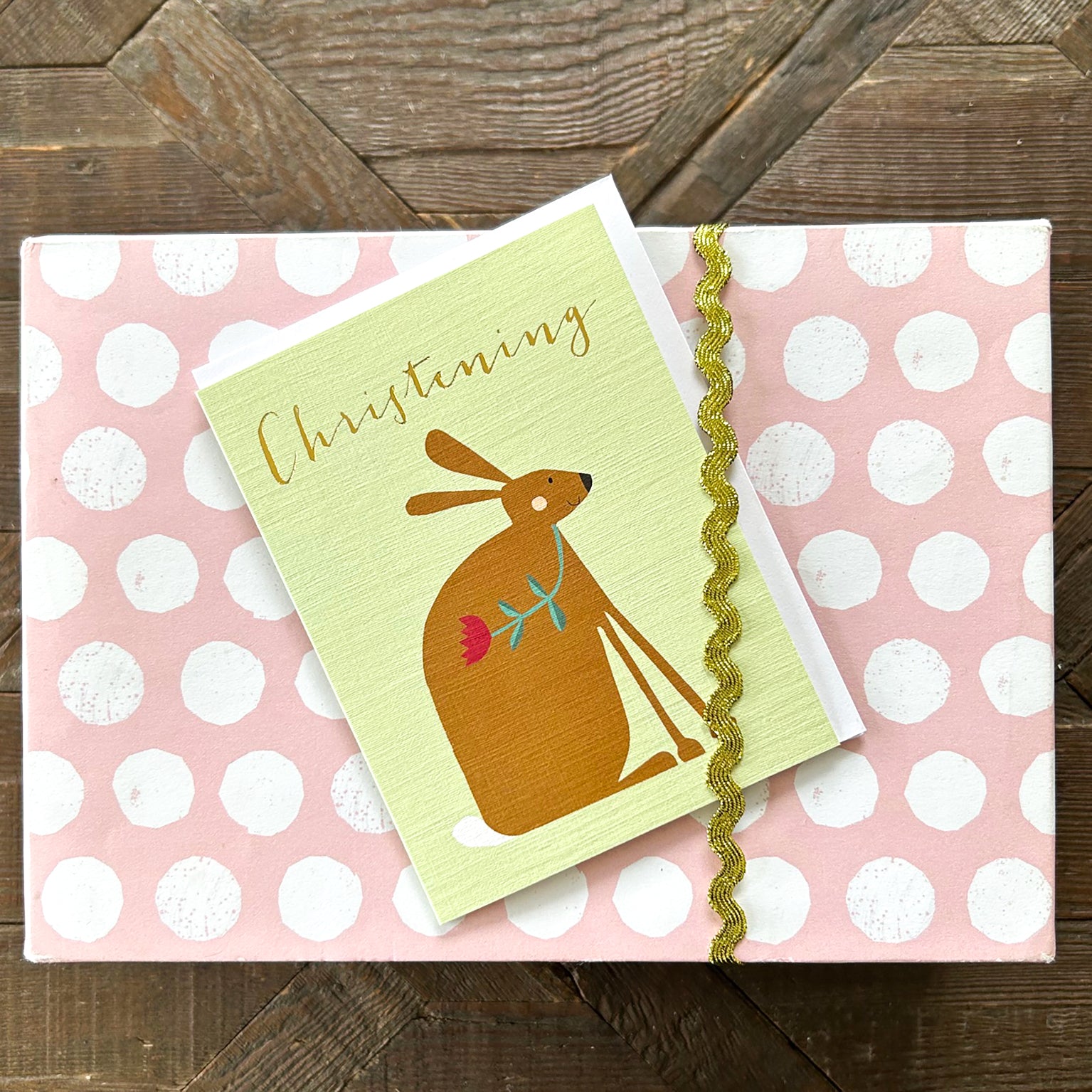 TW602 mini gold foiled Christening card