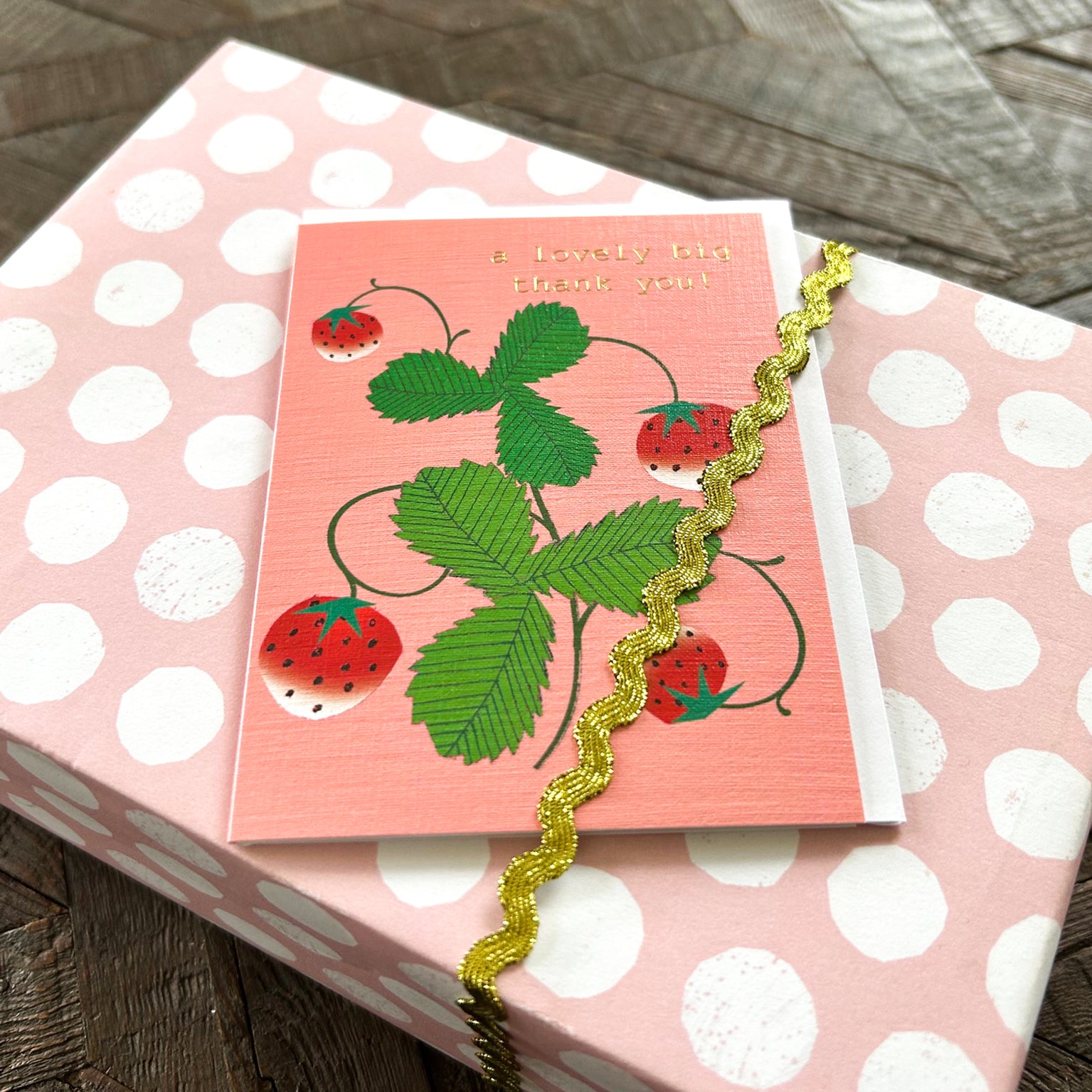TW603 gold foiled strawberry thank you card