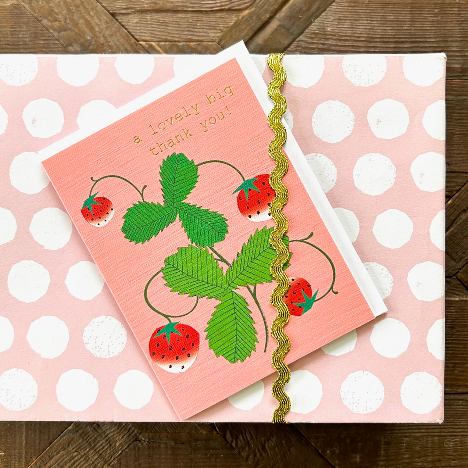 TW603 gold foiled strawberry thank you card