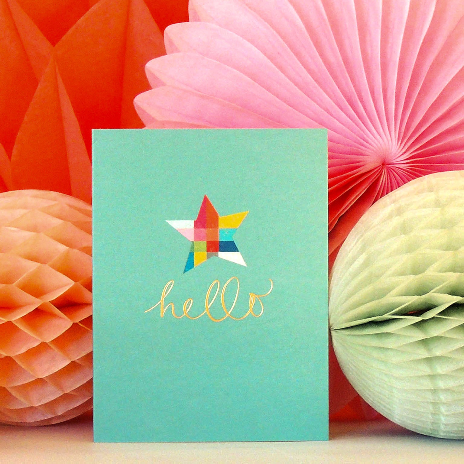 TW35 mini gold foiled hello card