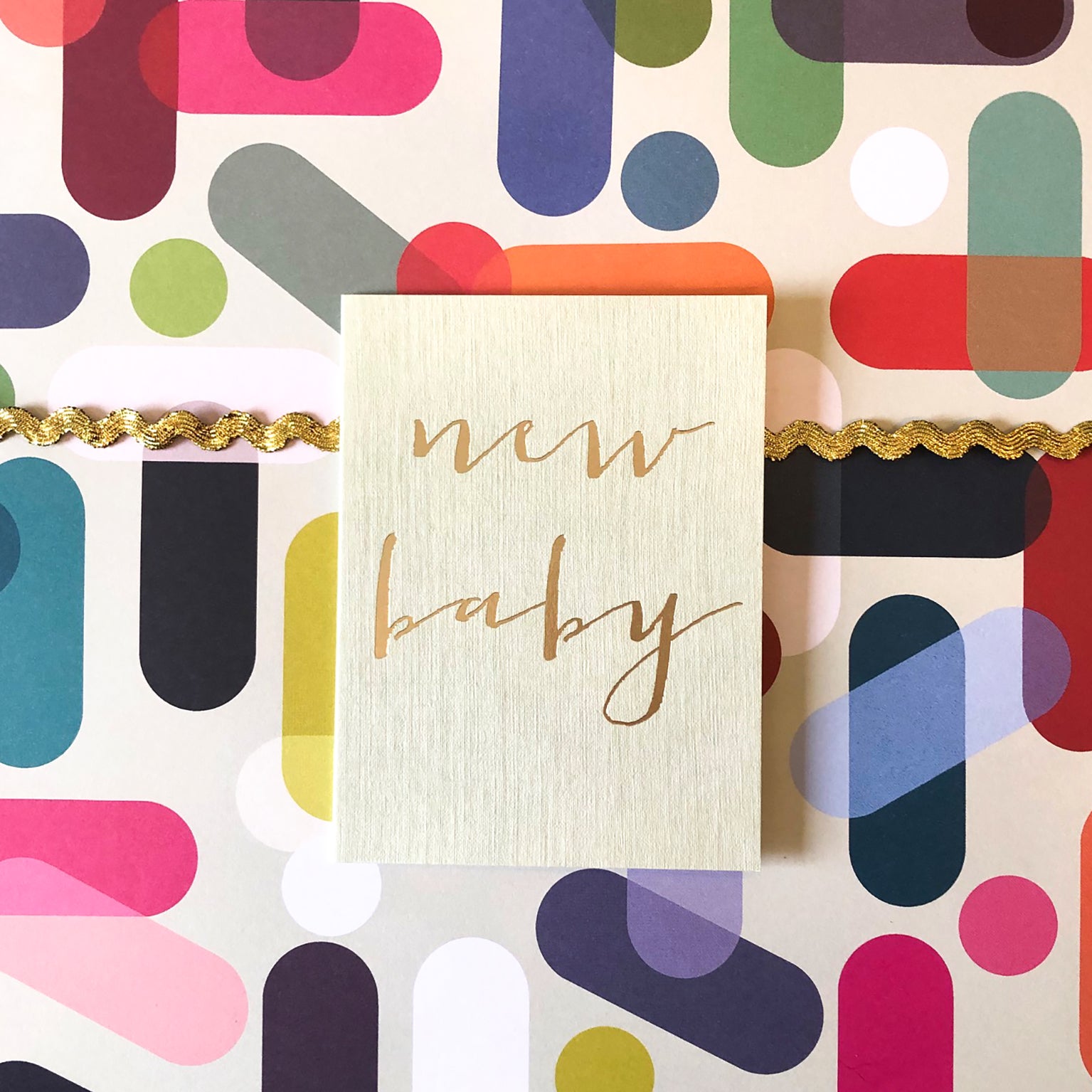 TW422 mini gold foiled new baby card