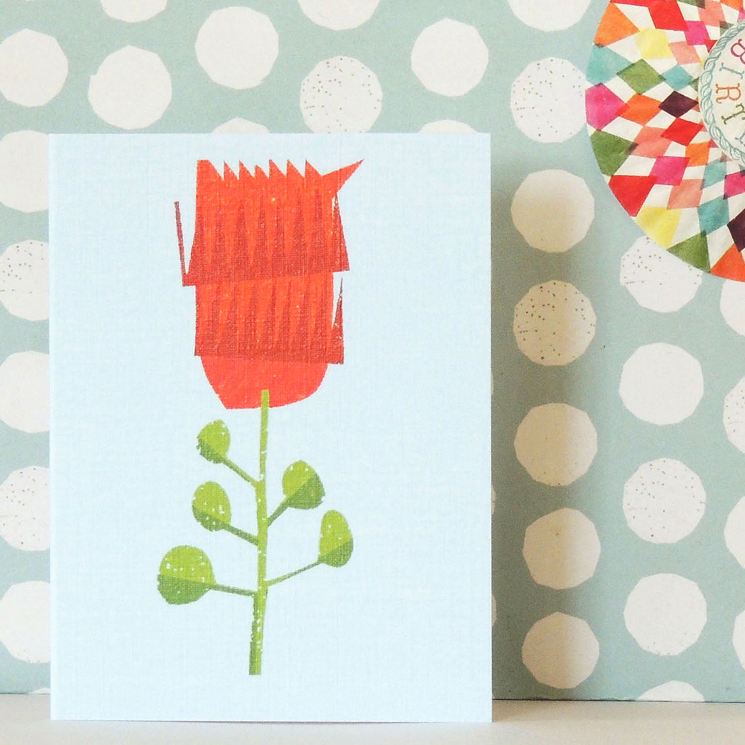 TW82 mini red clover bloom card