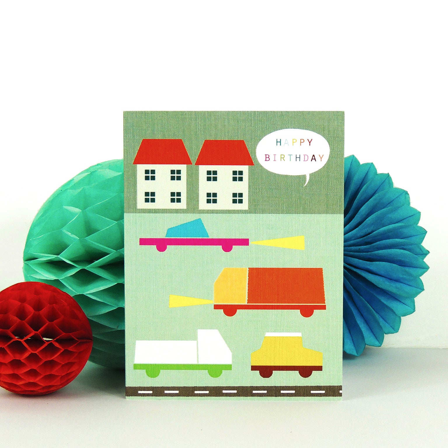 TY09 mini wooden cars birthday card
