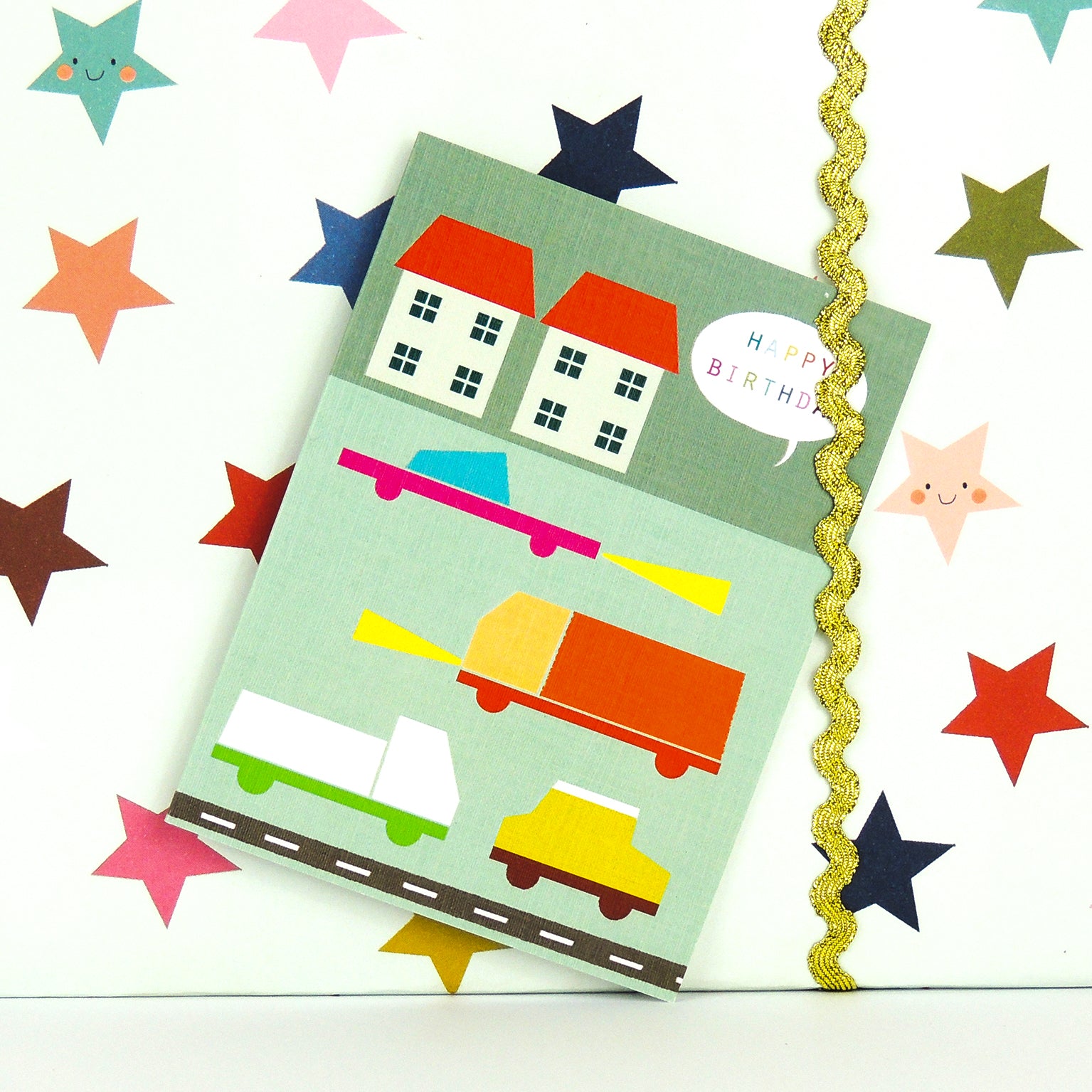 TY09 mini wooden cars birthday card