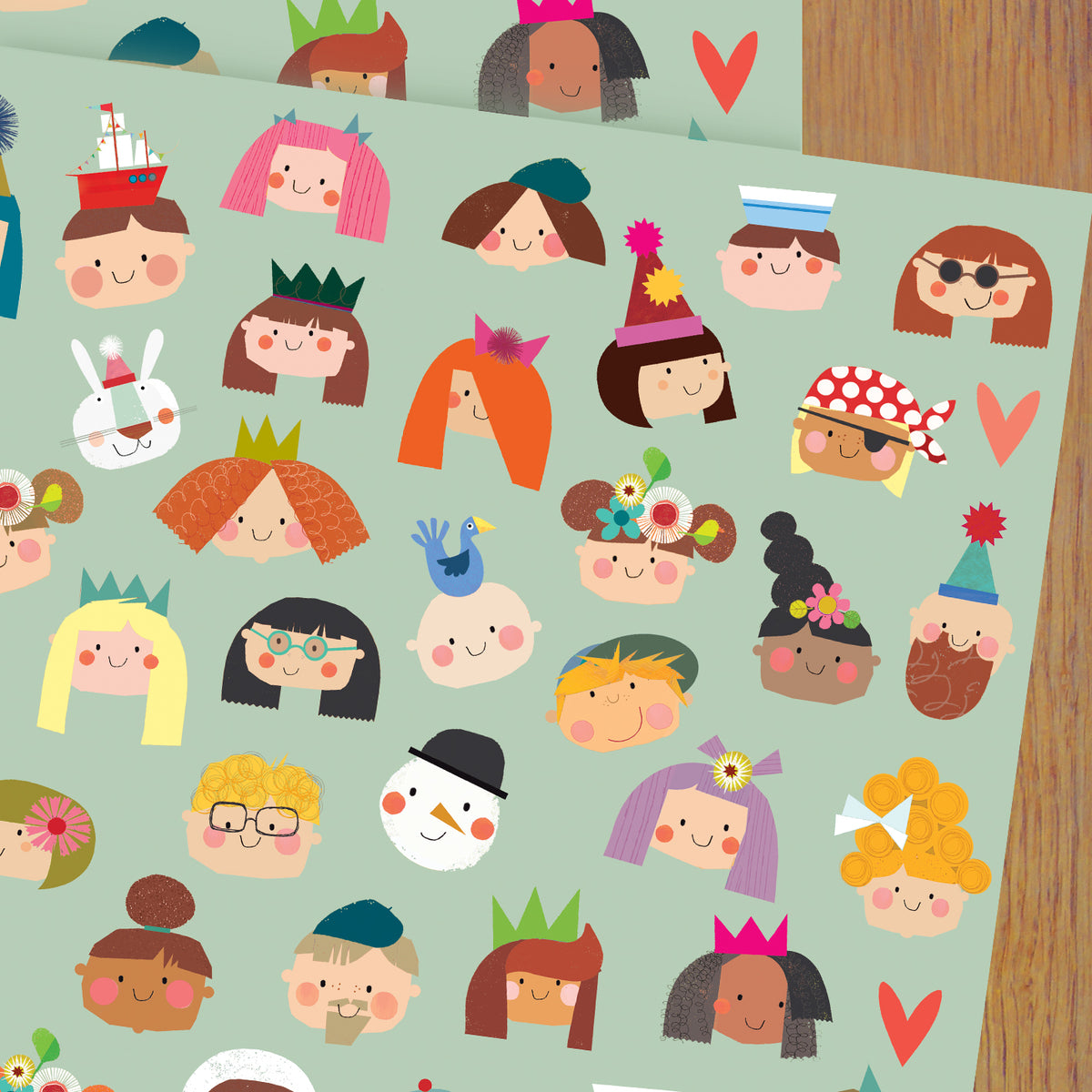 WP119 faces wrapping paper two sheets