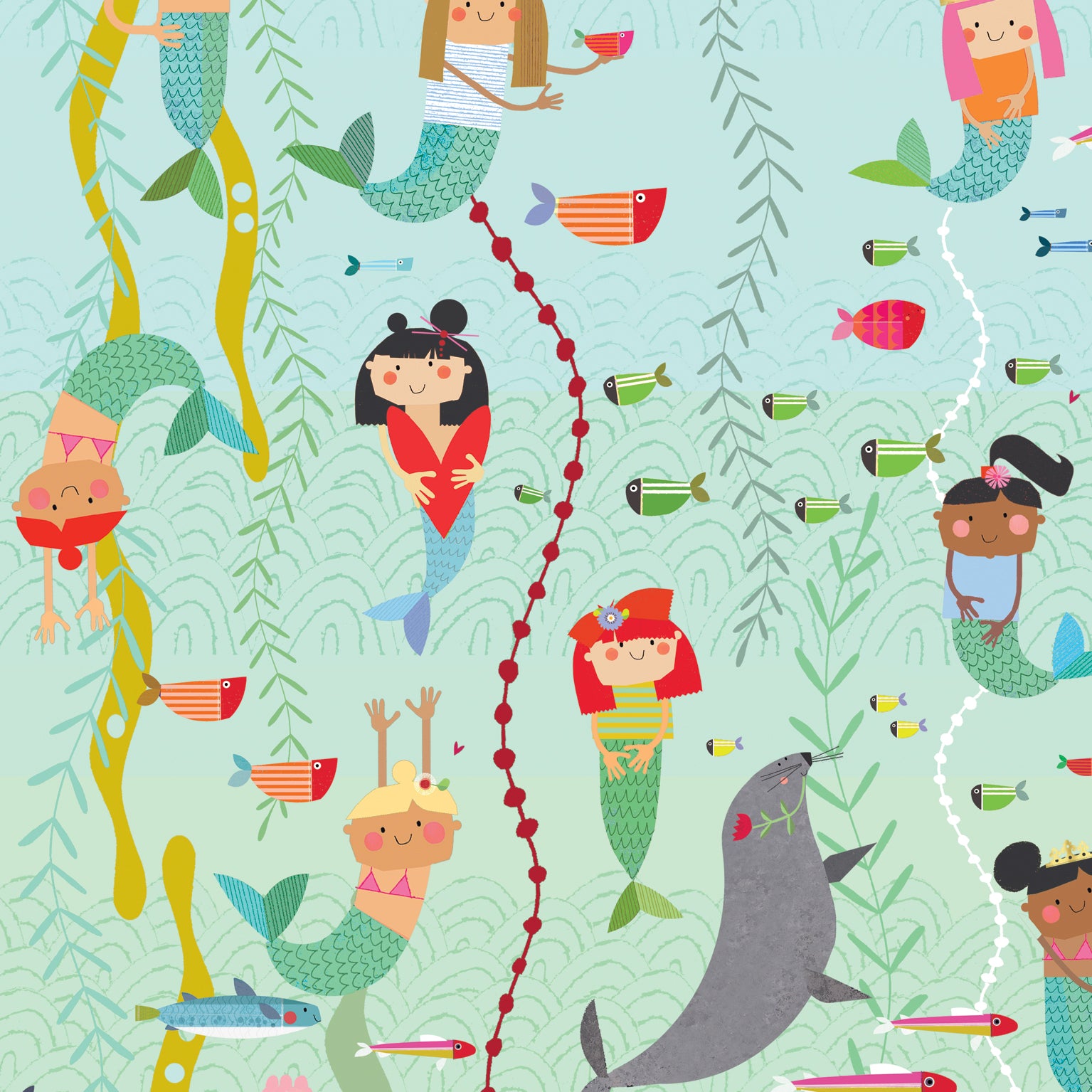 WP130 mermaid wrapping paper