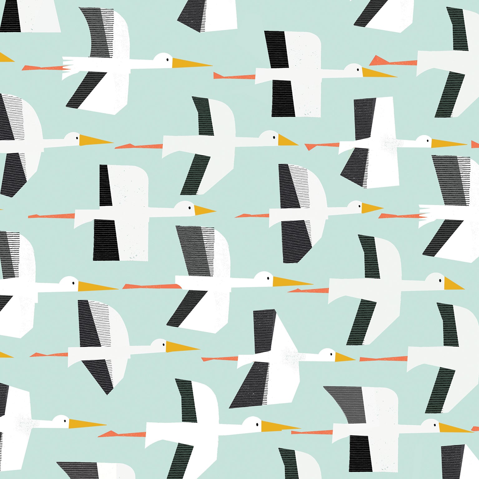 WP137 blue stork wrapping paper