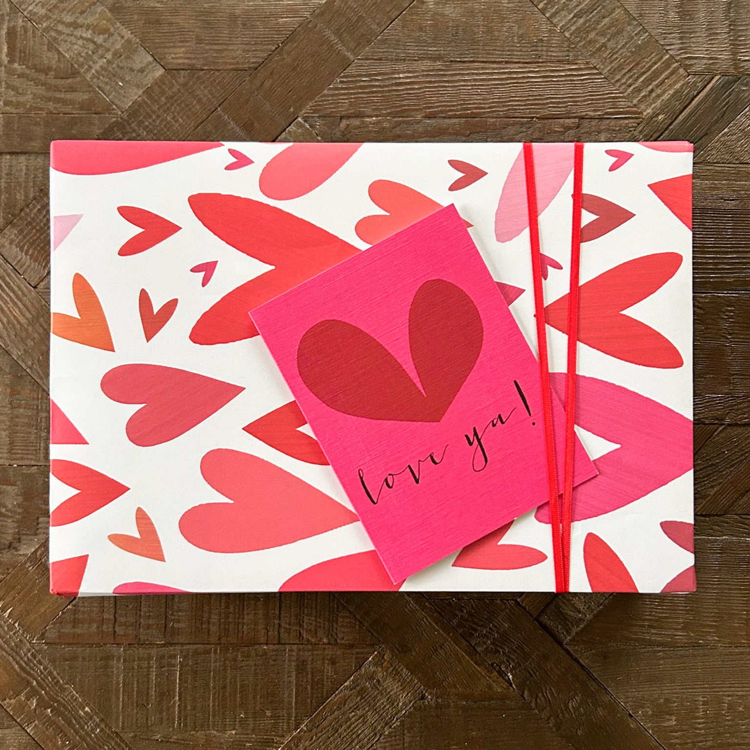 WP139 red hearts wrapping paper two sheets