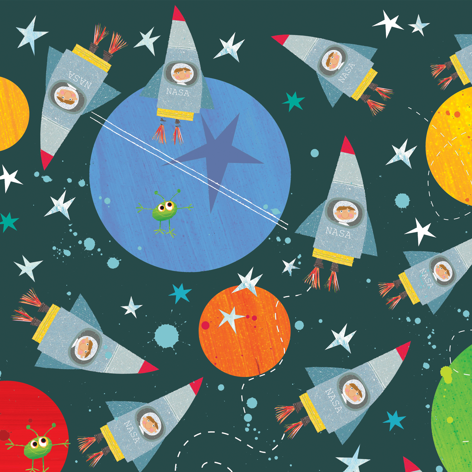 WP90 spaceman wrapping paper