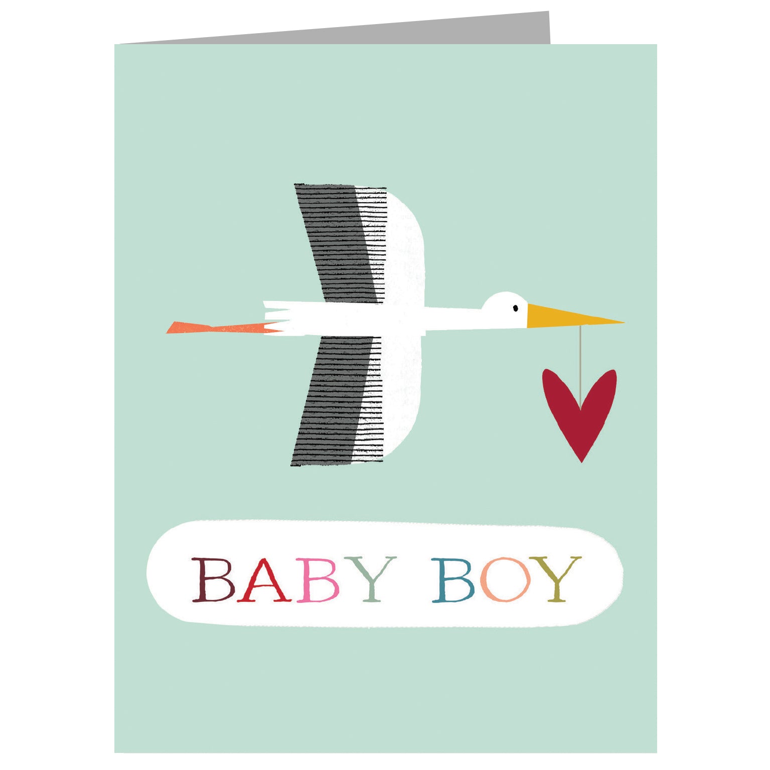 WTW137 mini blue stork baby boy card