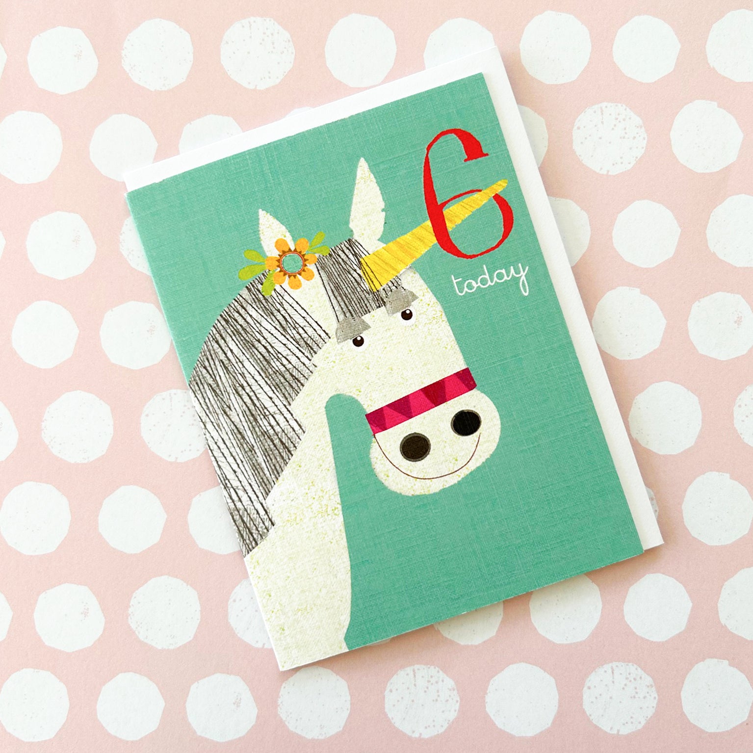 AW12 mini unicorn 6th birthday card