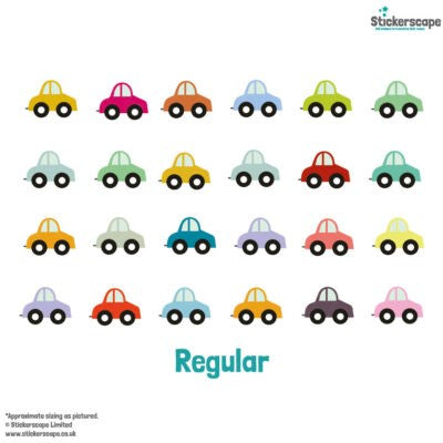 WS07 Colourful Cars Wall Sticker Pack - regular size