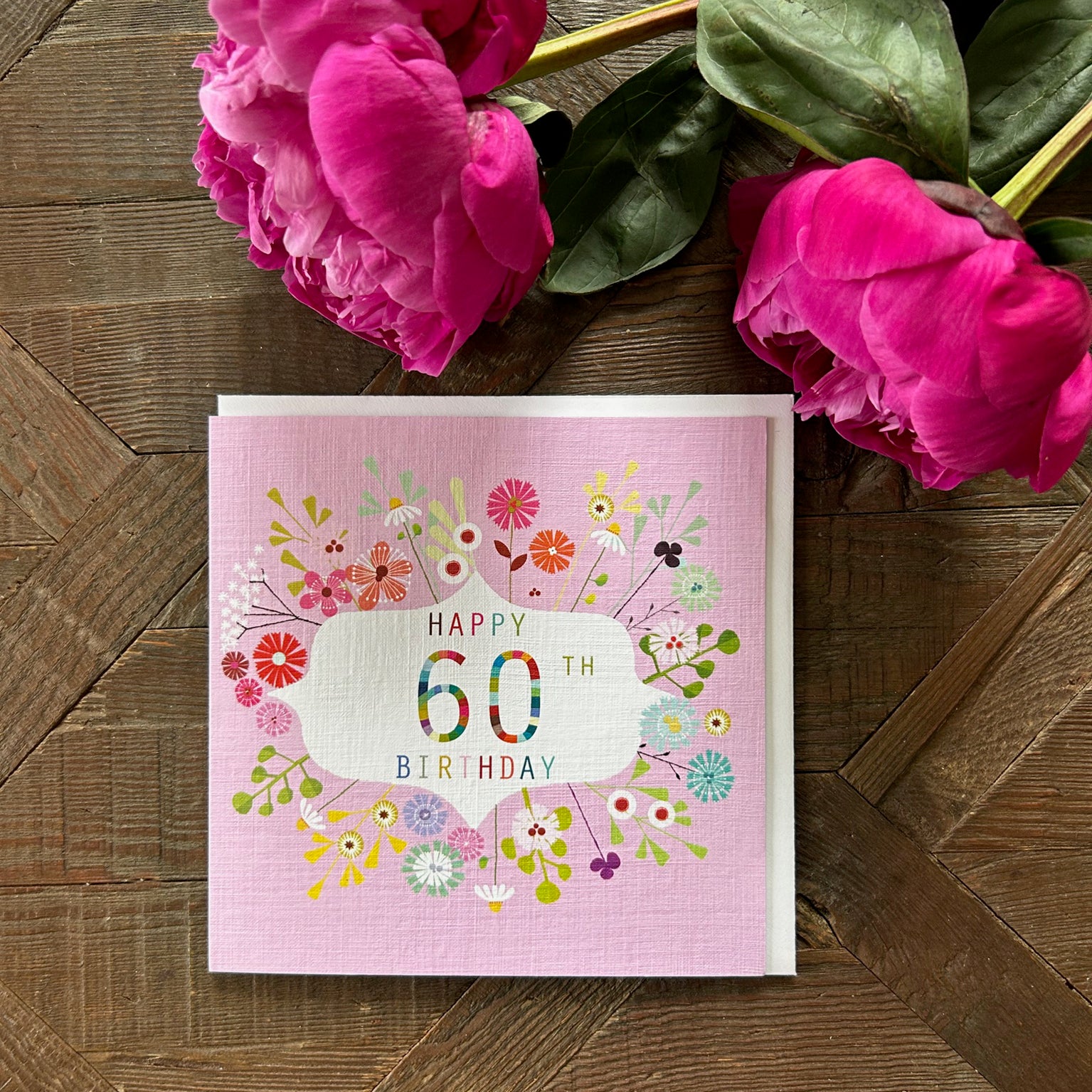 FLN60 floral 60th birthday card