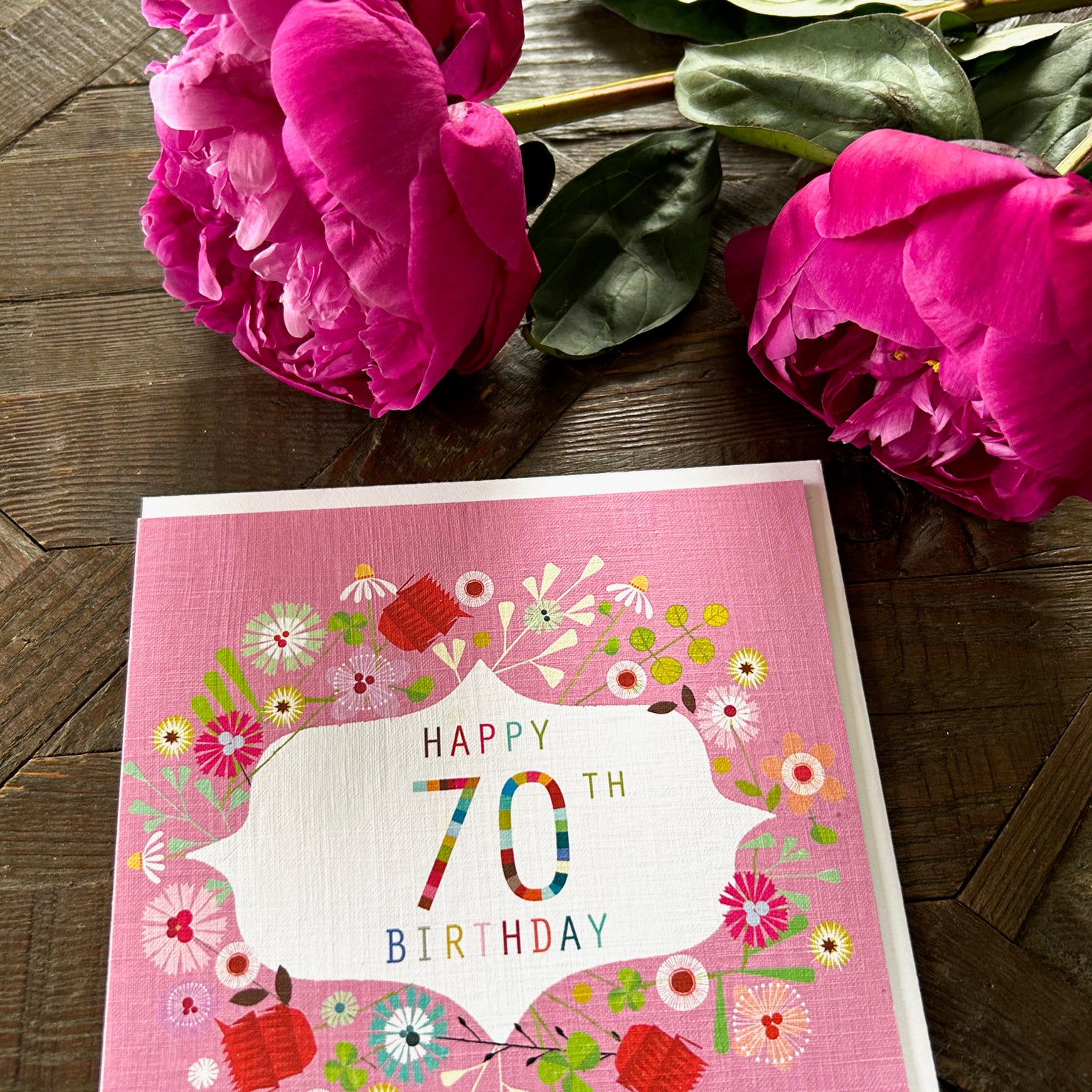 FLN70 floral 70th birthday card