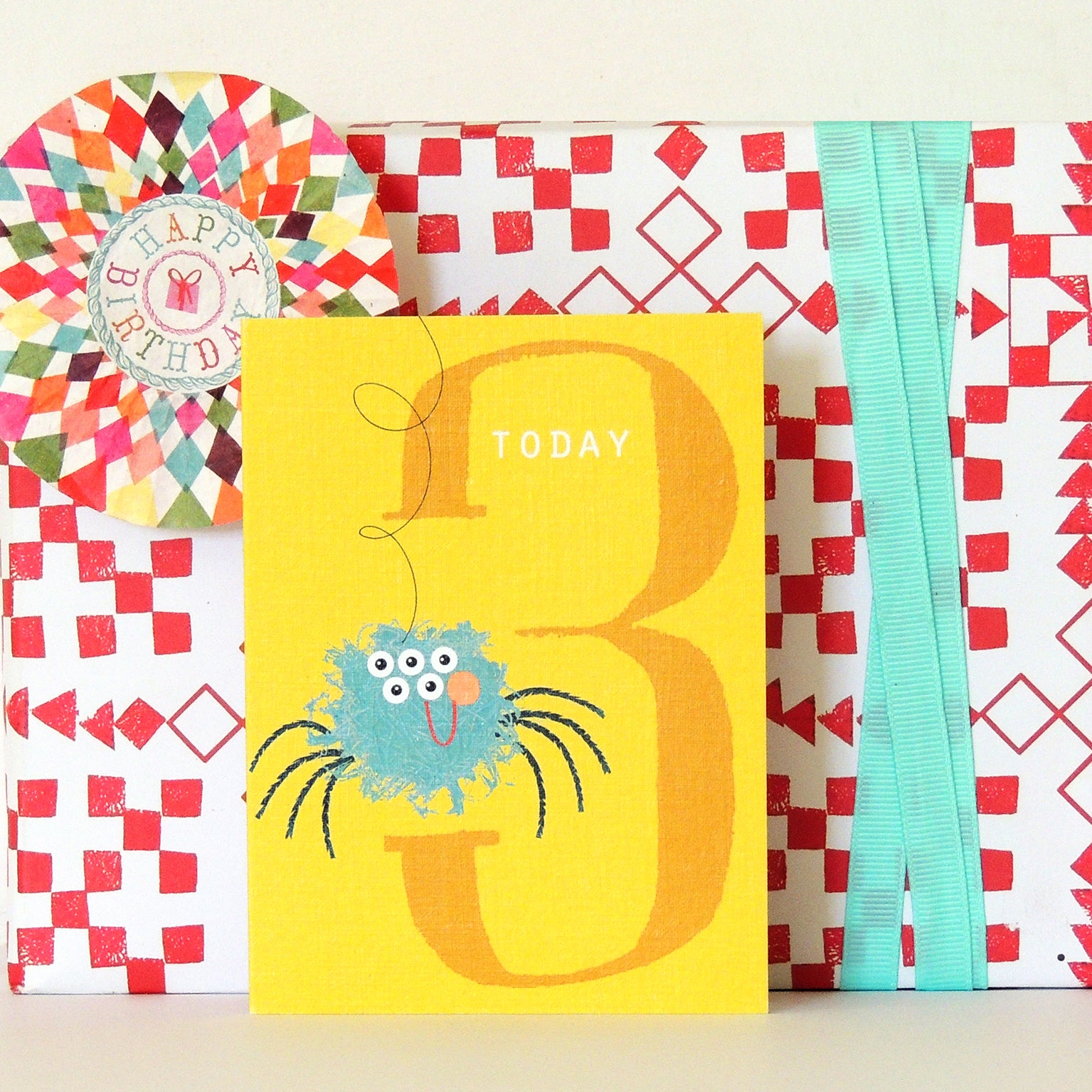 NTW03 mini speedy spider 3rd birthday card