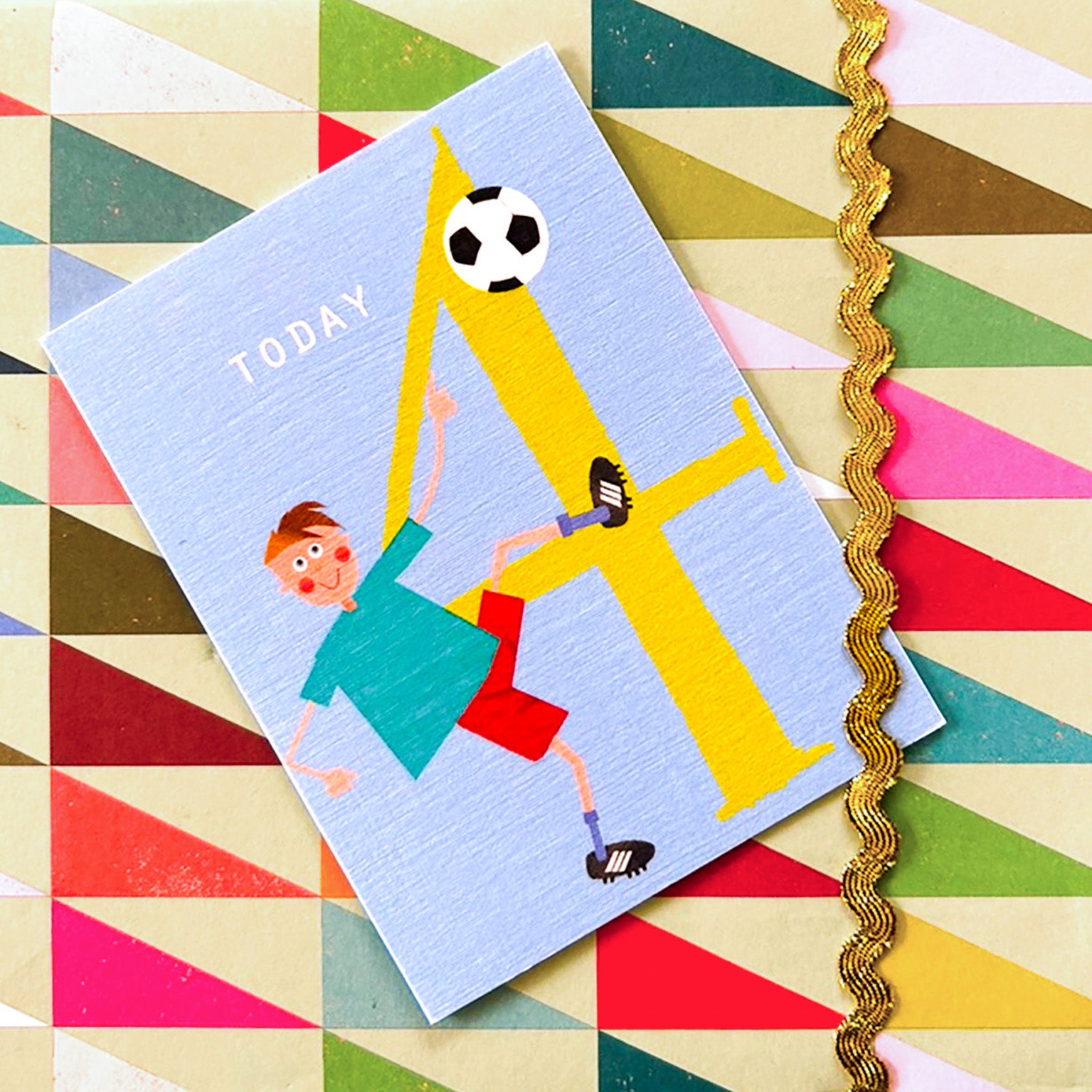 NTW04 mini football 4th birthday card