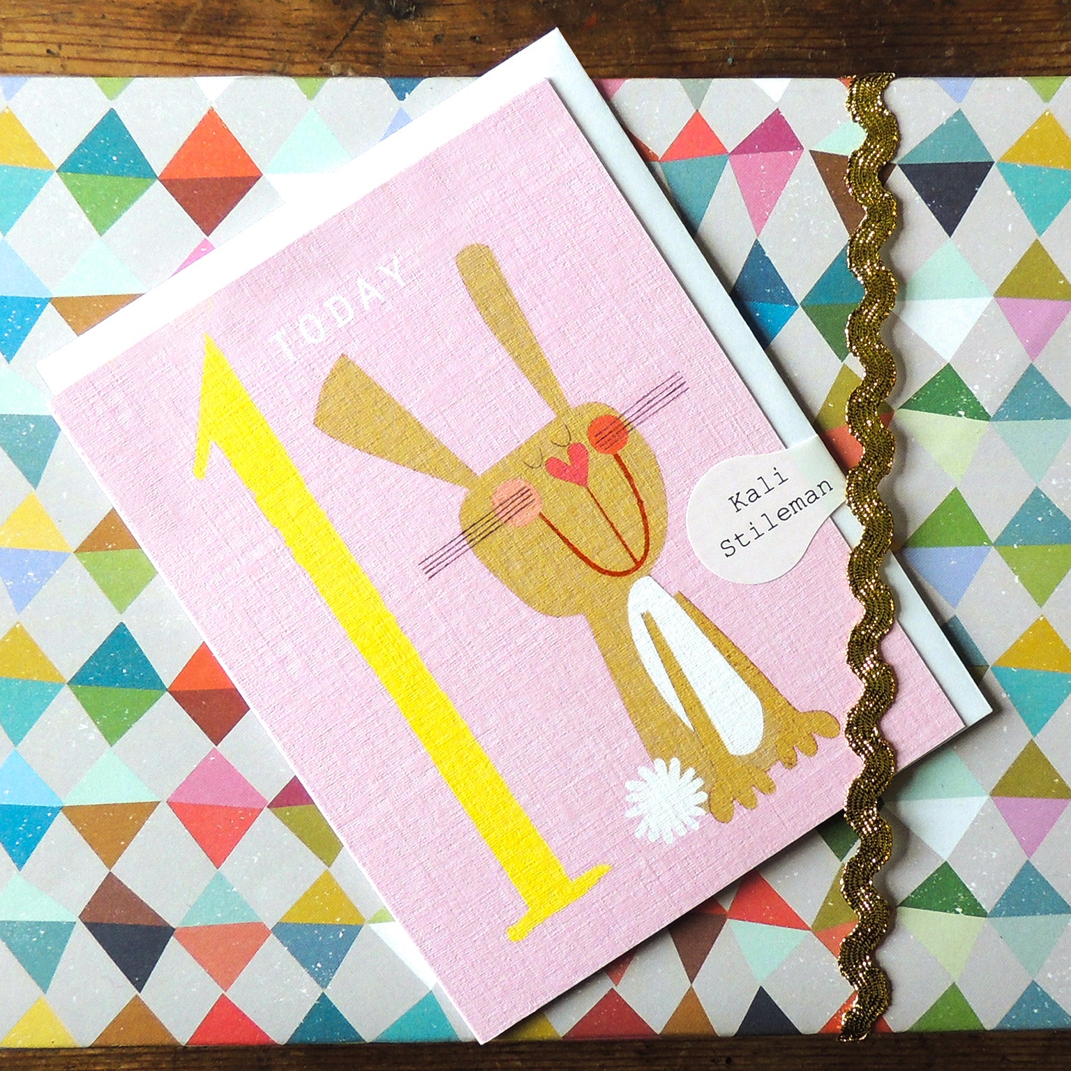 NTW07 mini bunny 1st birthday card