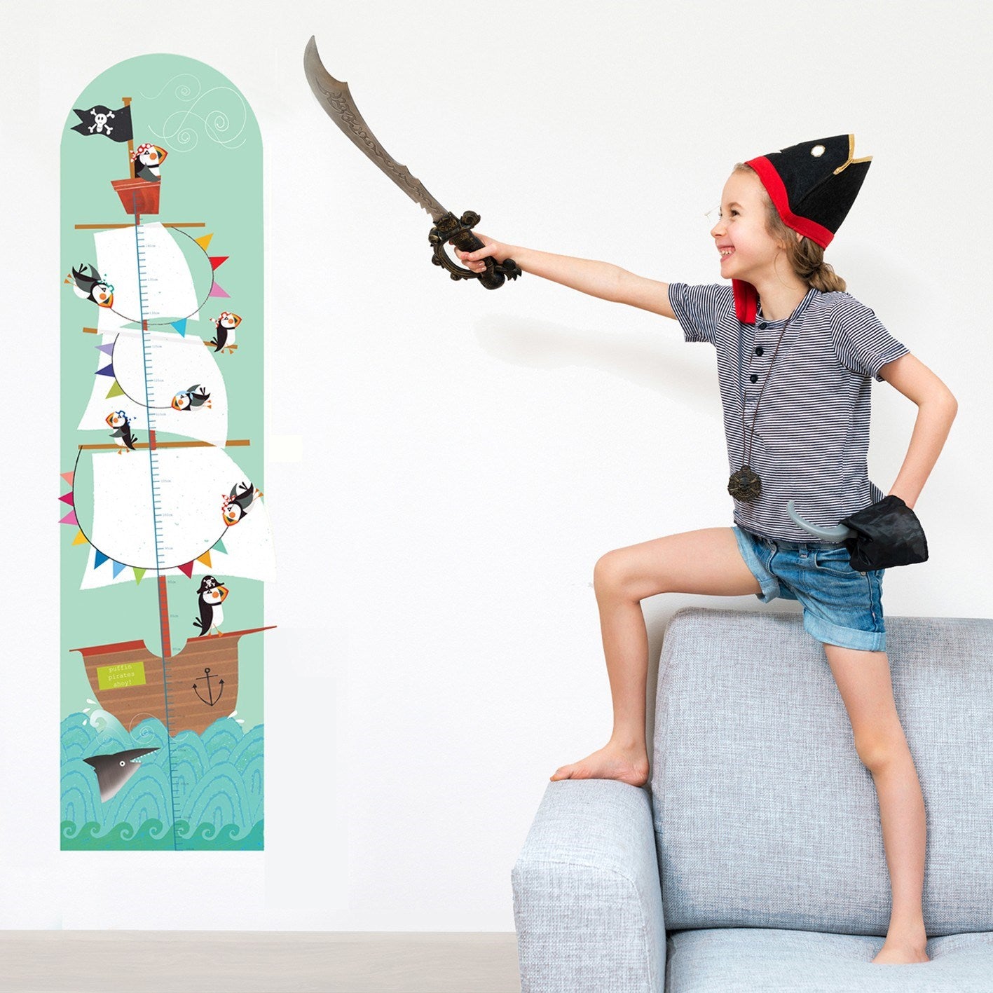 ST12 personalised puffin pirate height chart