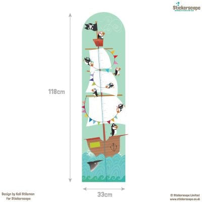 ST12 personalised puffin pirate height chart