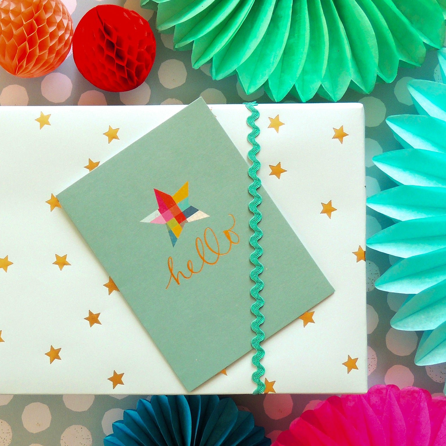 TW35 mini gold foiled hello card
