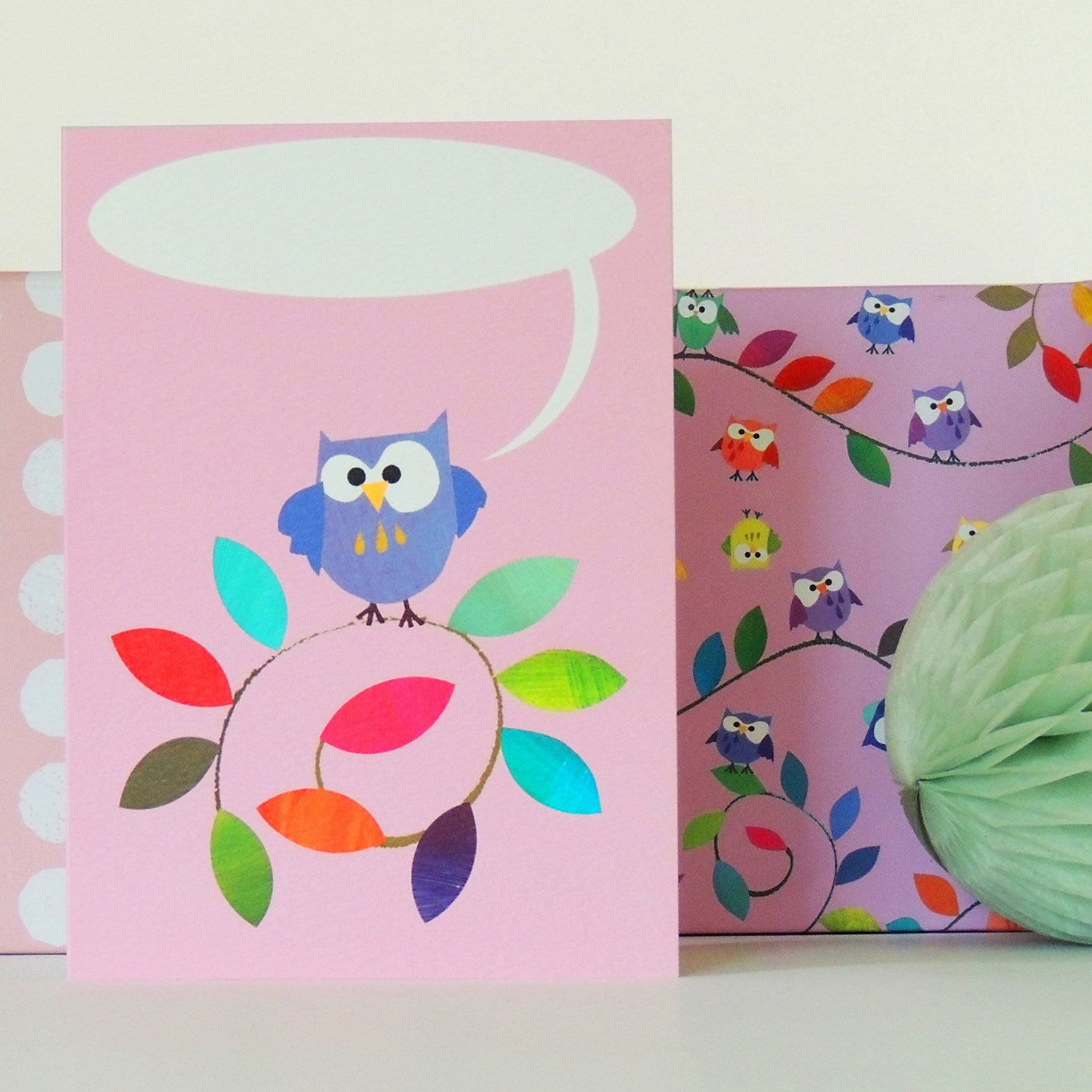ABB08 personalised owl branch card