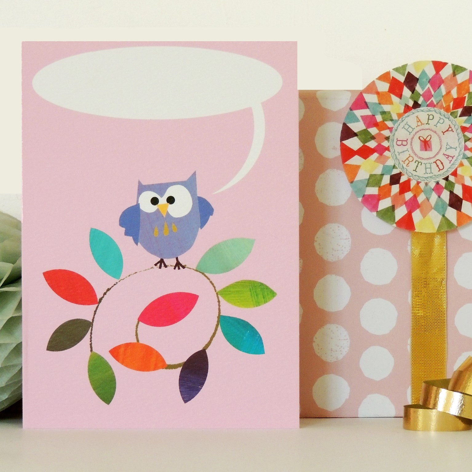 ABB08 personalised owl branch card