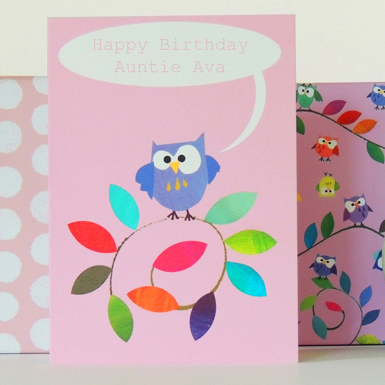 ABB08 personalised owl branch card
