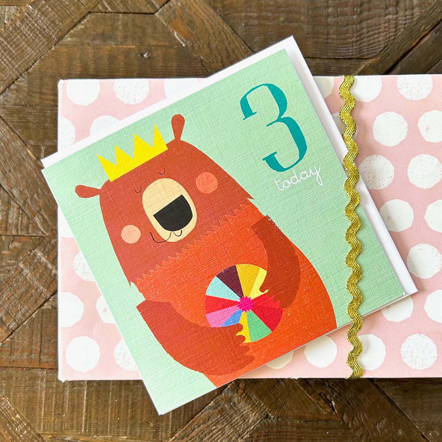 AC03 bear 3rd birthday card