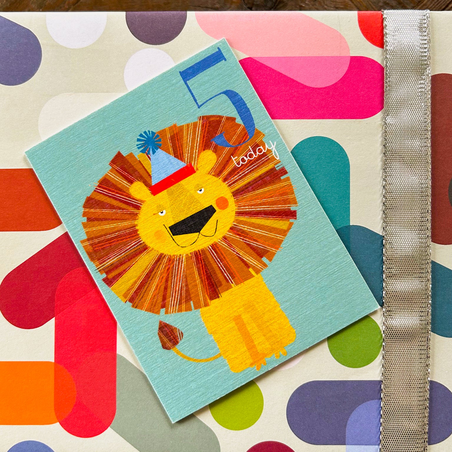 AW05 mini lion 5th birthday card