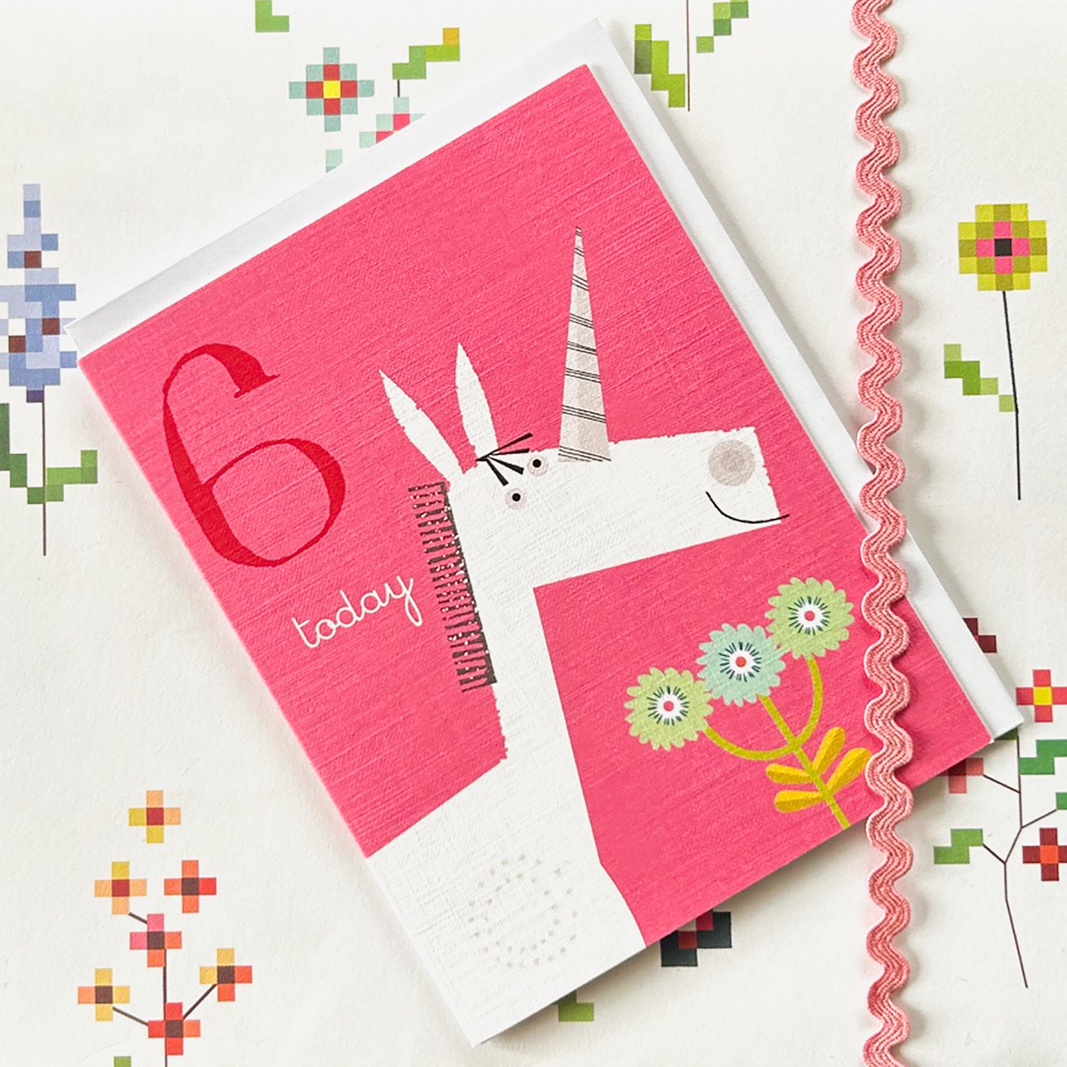 AW12 mini unicorn 6th birthday card