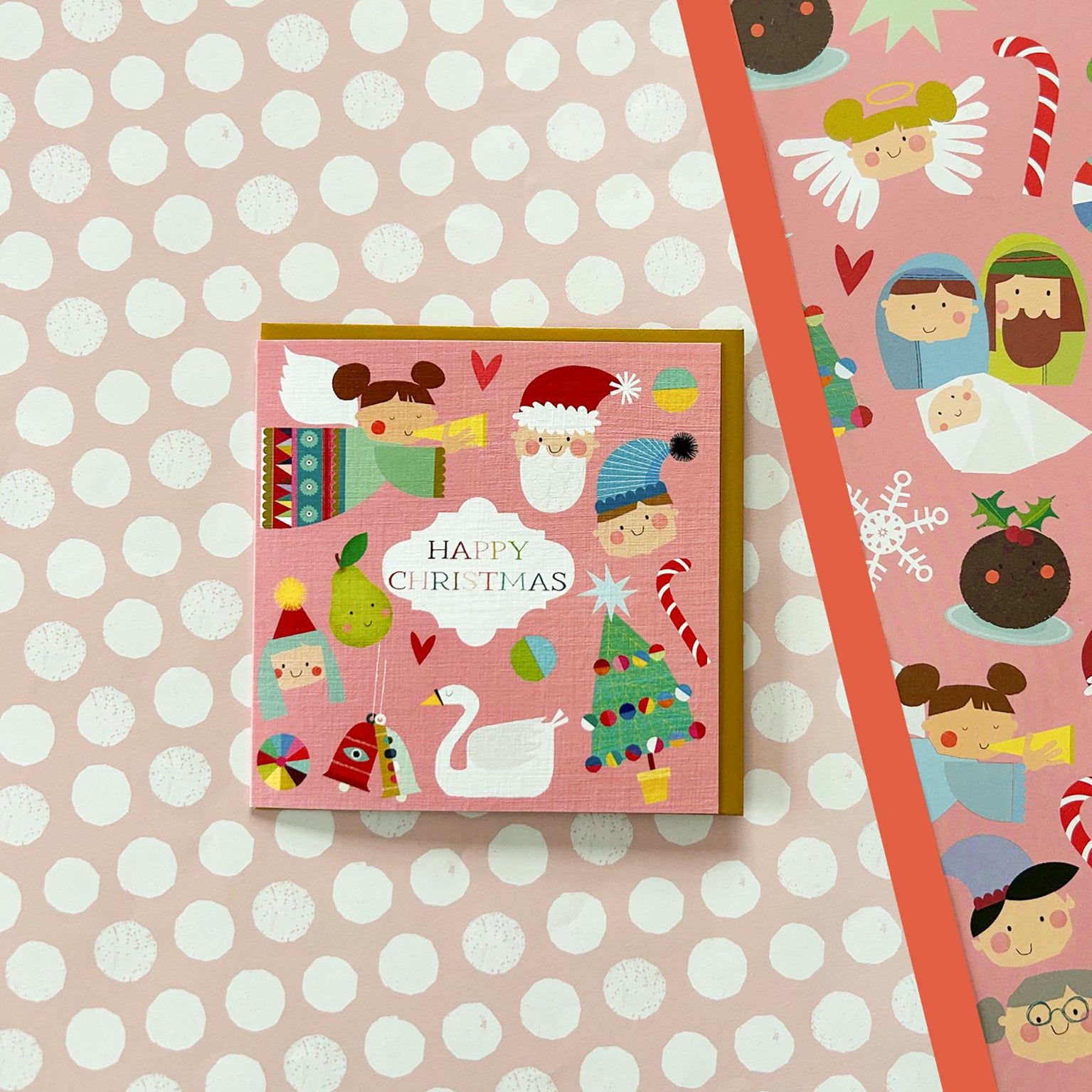 BPK01 pink merry christmas card