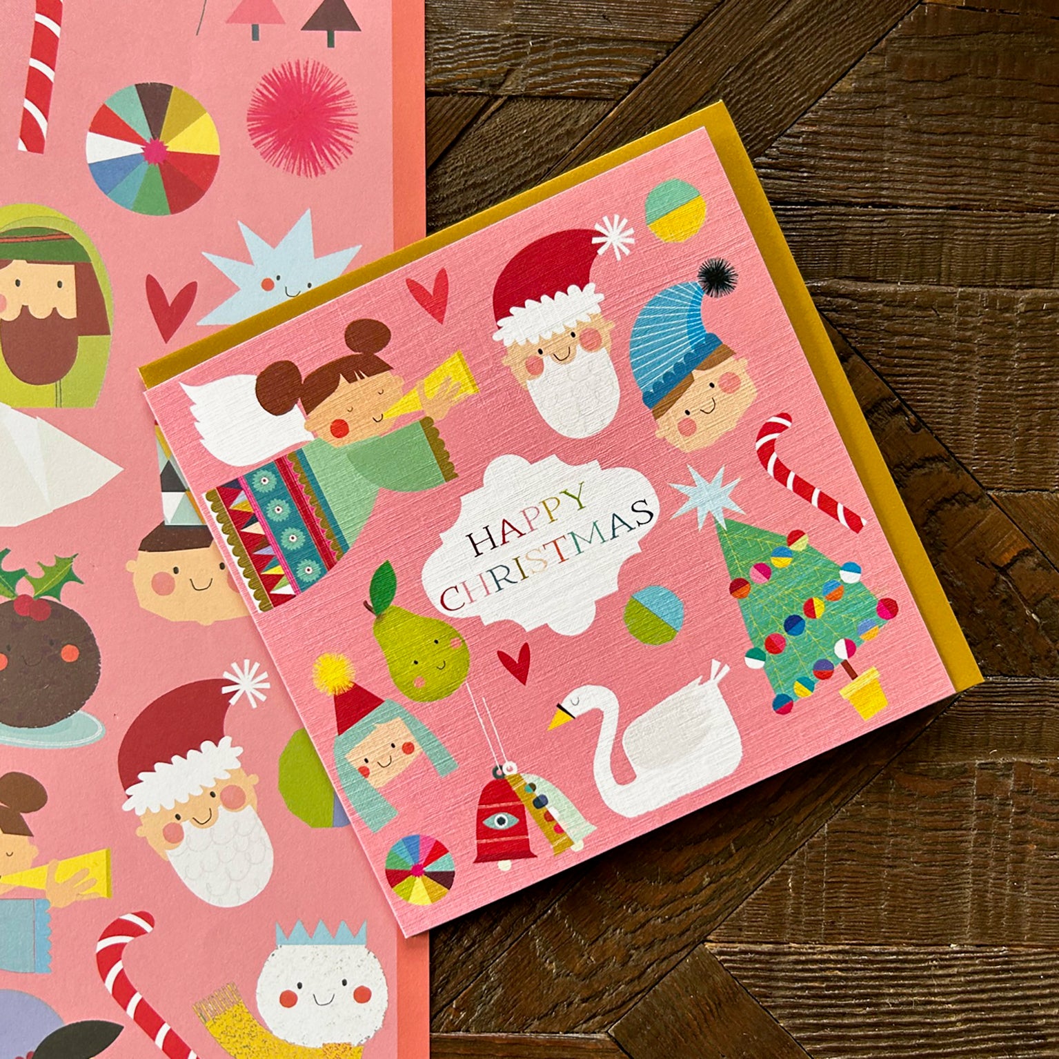 BPK01 pink merry christmas card