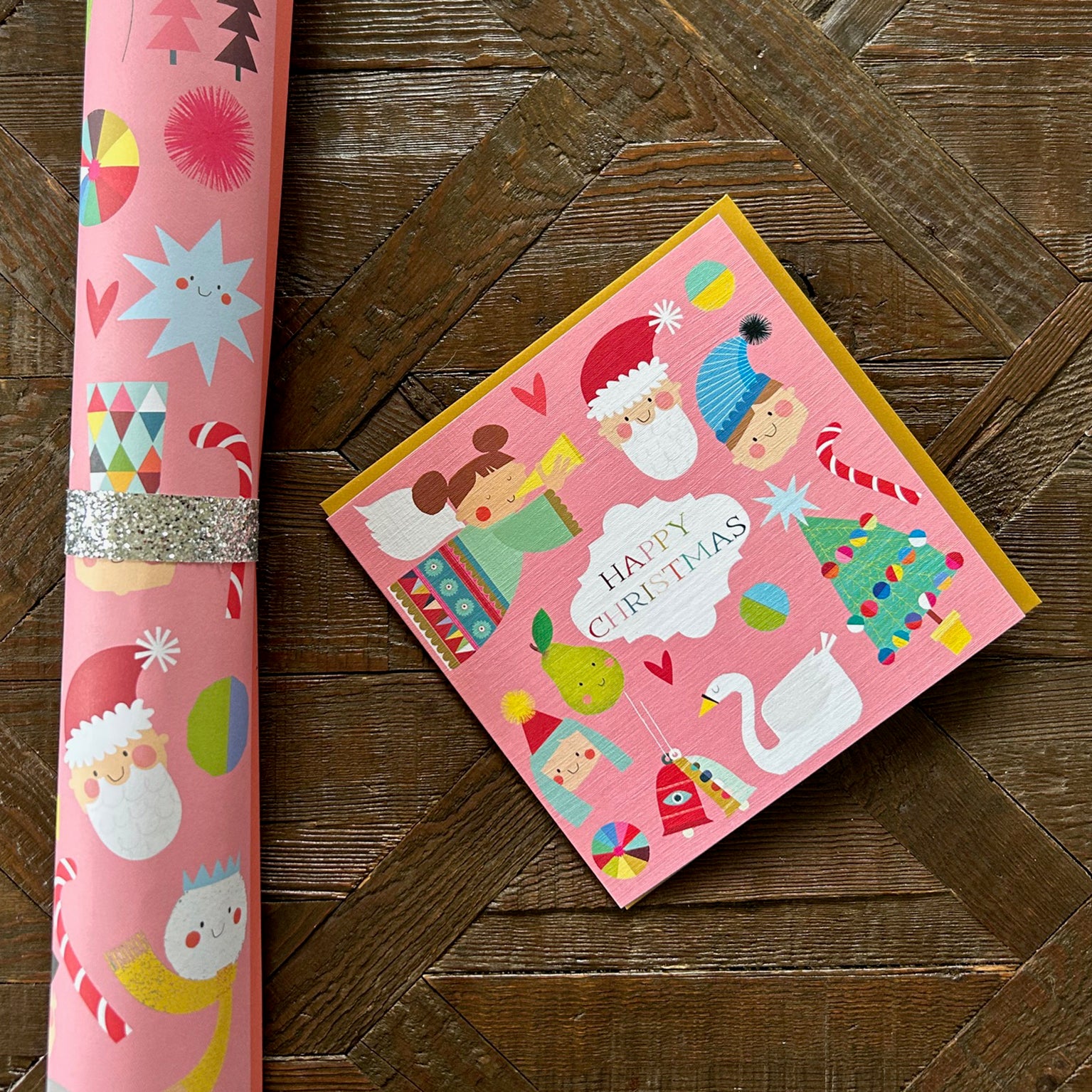 BPK01 pink merry christmas card