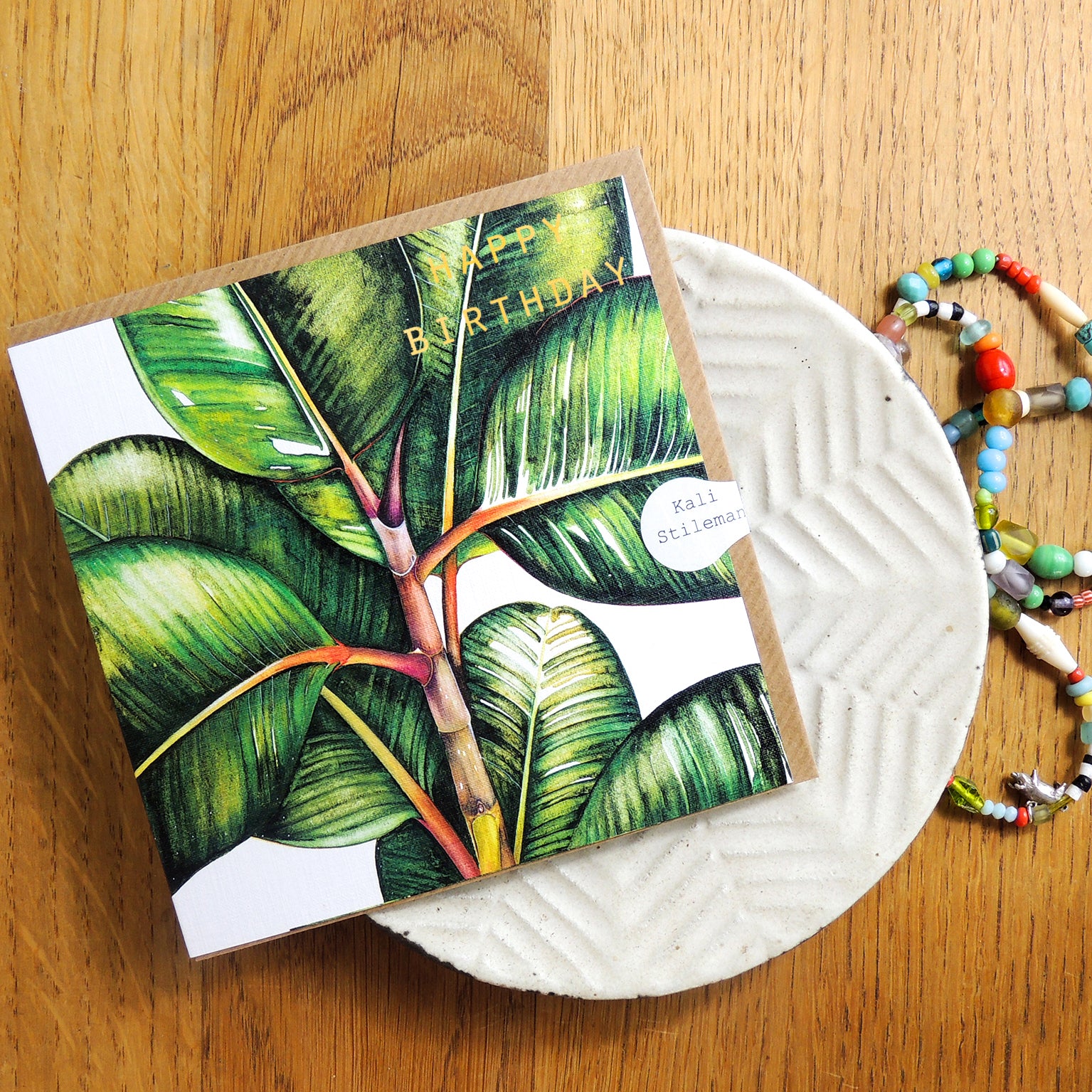 GBT01 gold foiled ficus benghalesis birthday card