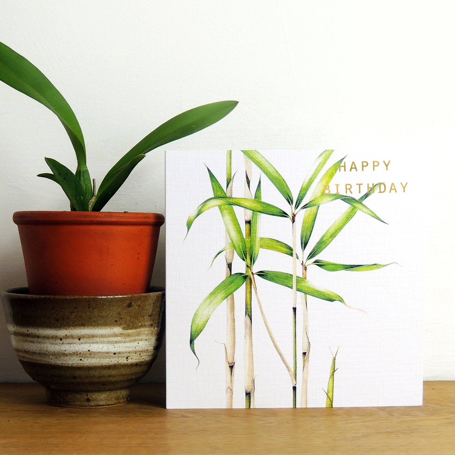 GBT02 gold foiled bamboo birthday card